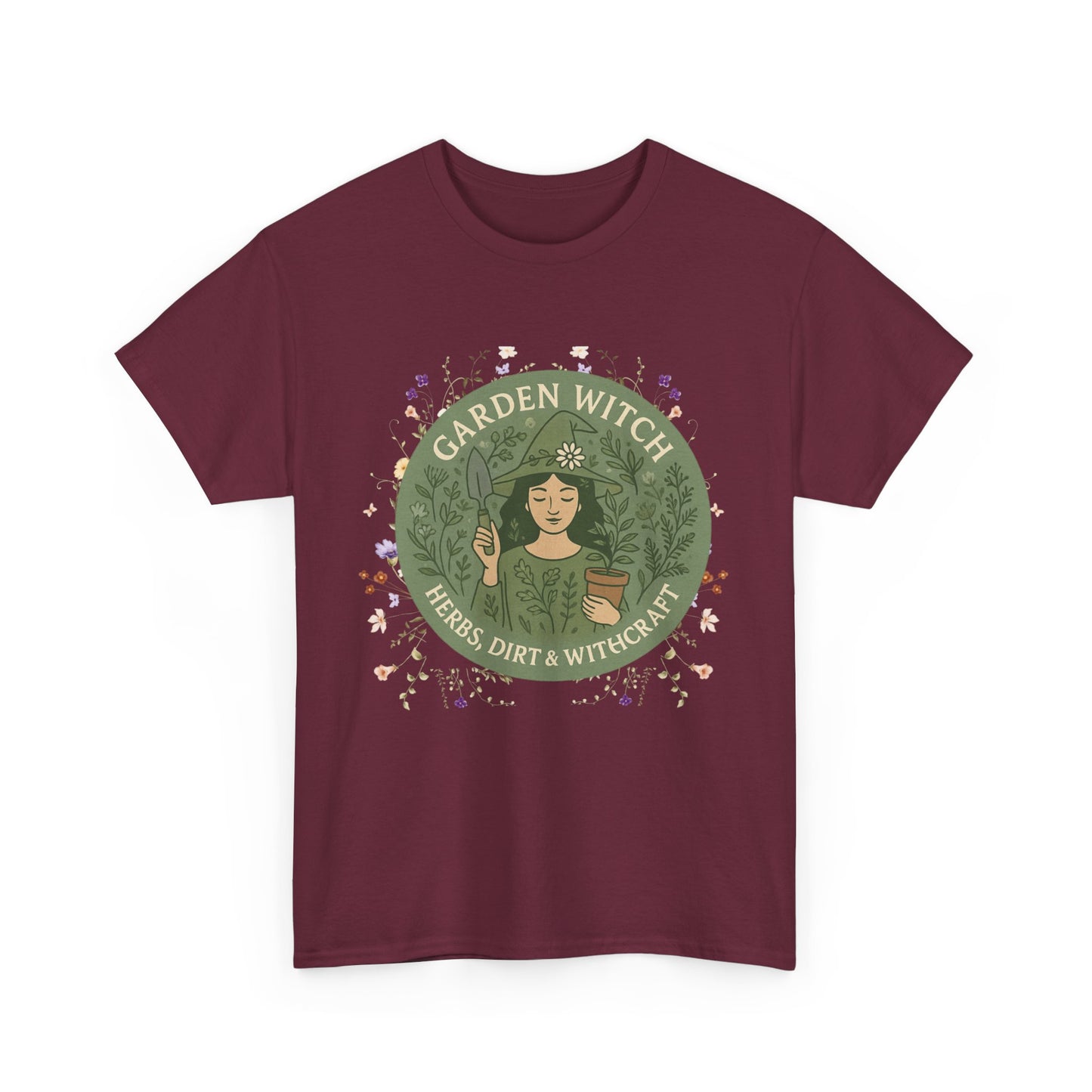 Garden Witch Unisex Heavy Cotton Tee | Perfect for Eco-Lovers, Magical Occasions, Gardening Enthusiasts, Gift for Witches, Cozy Wear
