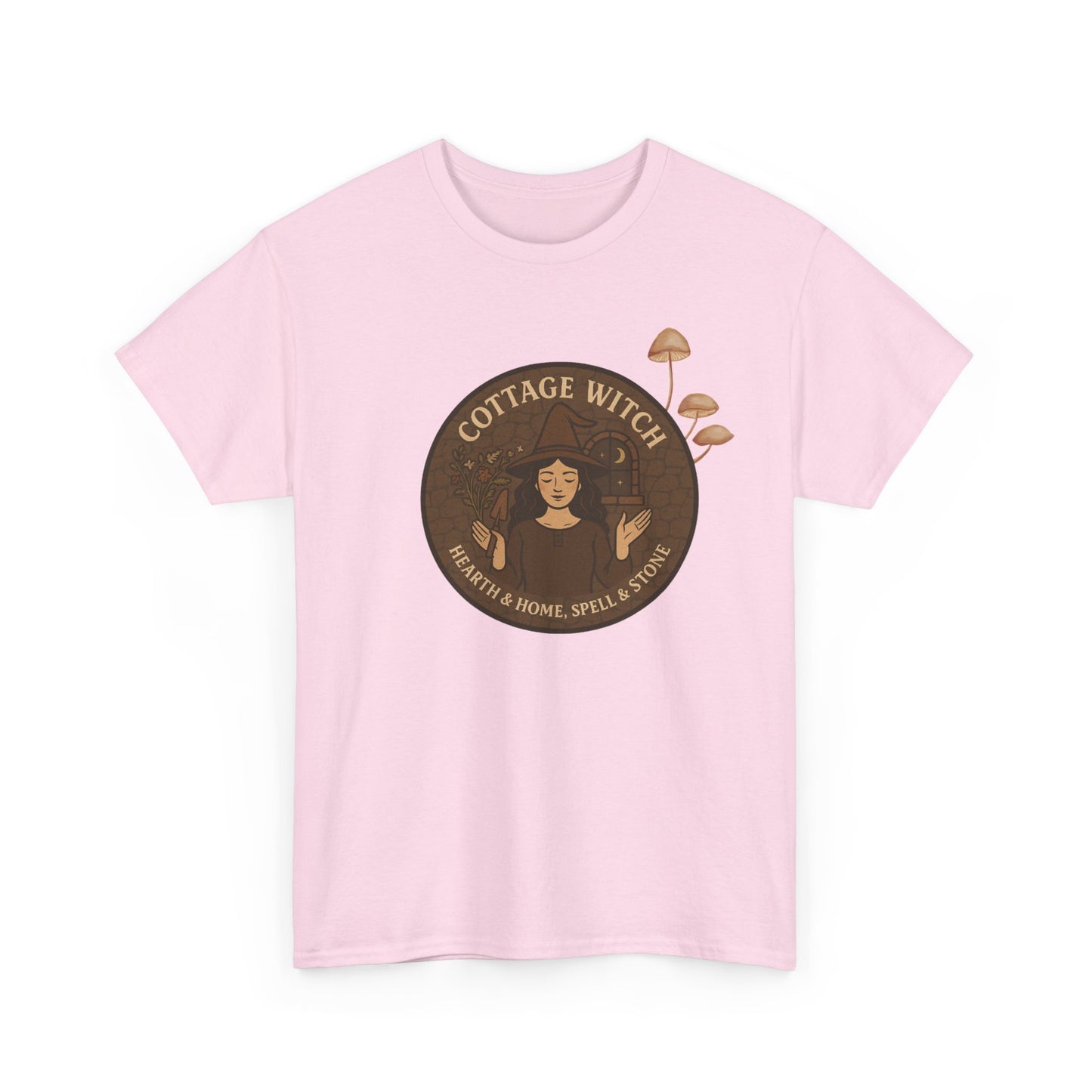 Cottage Witch T-Shirt, Unisex Heavy Cotton Tee, Boho Style Tee, Witchy Apparel, Halloween Costume, Gift for Witches
