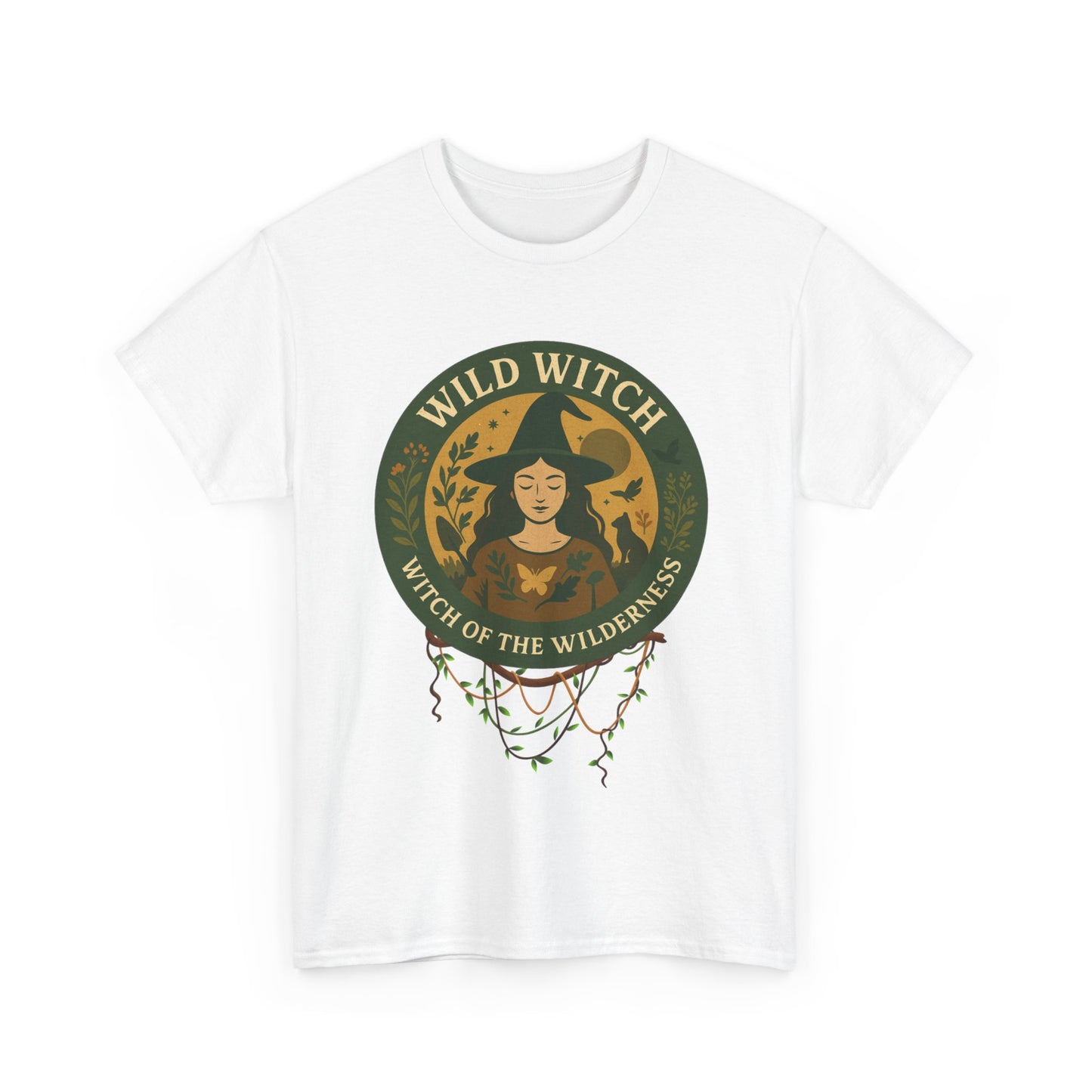 Wild Witch Unisex Heavy Cotton Tee, Bohemian T-Shirt, Nature Lover Gift, Witchy Apparel, Eco-Friendly Fashion, Casual Wear