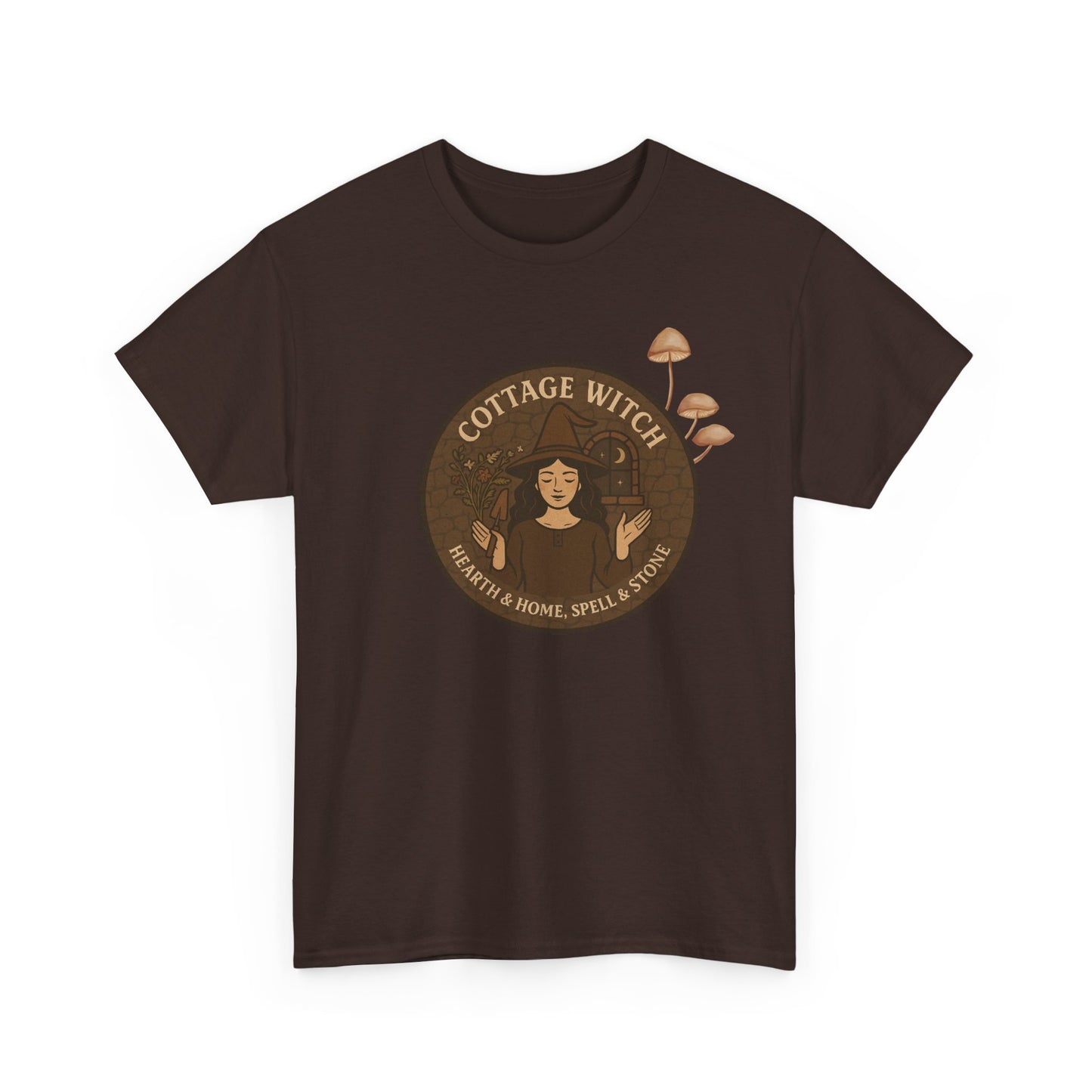 Cottage Witch T-Shirt, Unisex Heavy Cotton Tee, Boho Style Tee, Witchy Apparel, Halloween Costume, Gift for Witches
