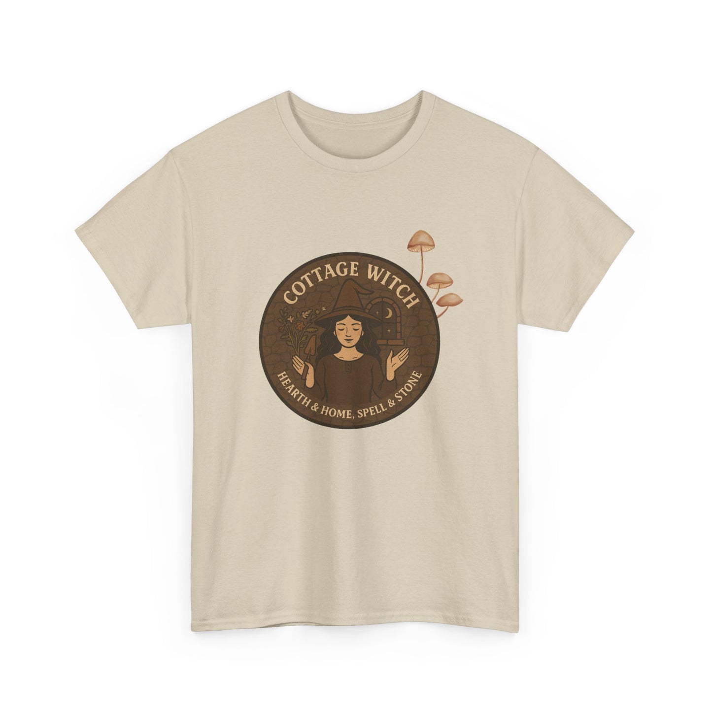 Cottage Witch T-Shirt, Unisex Heavy Cotton Tee, Boho Style Tee, Witchy Apparel, Halloween Costume, Gift for Witches