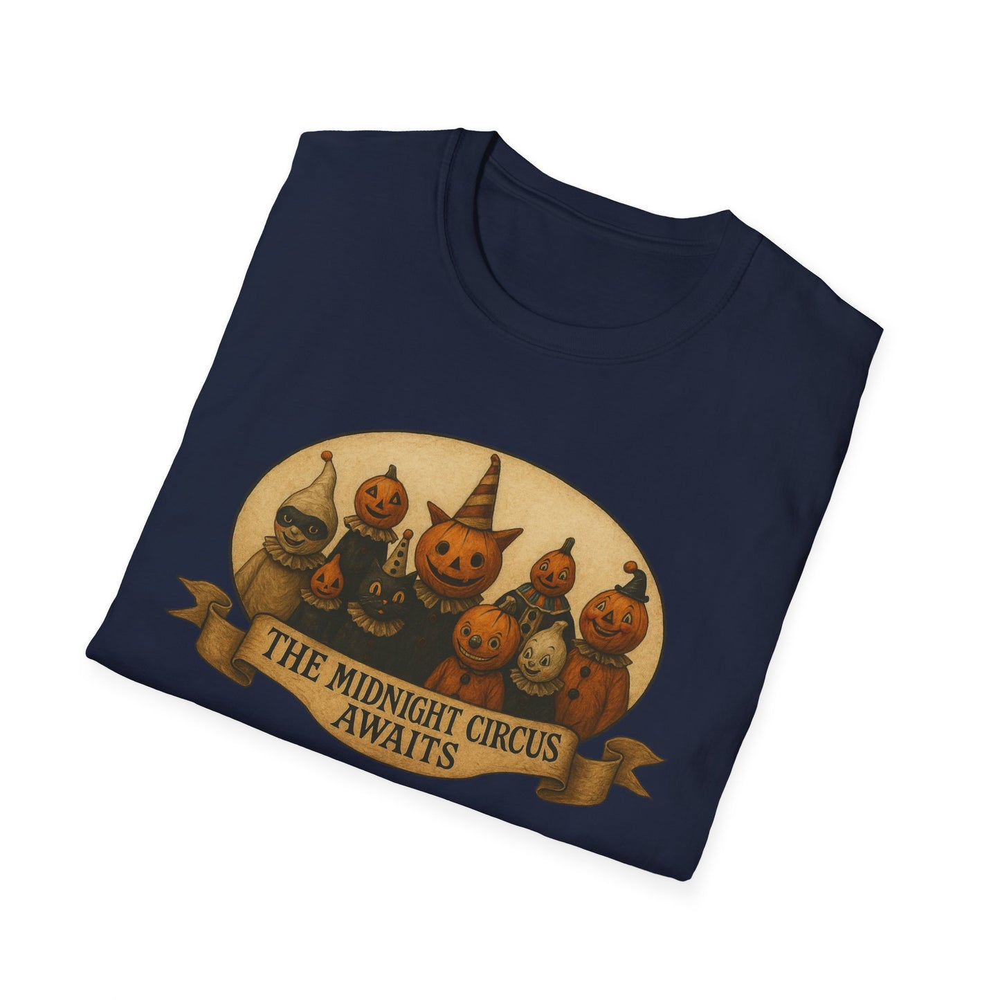 The Midnight Circus Awaits , Unisex T-Shirt, Moonwoven Luna Tee, Softstyle Graphic Shirt, Dark Circus Clothing, Mystical Festival Top