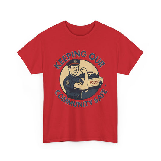 Male Police, Community Safety Tee - Unisex Heavy Cotton Shirt, Police Appreciation T-Shirt, Gift for Heroes, Casual Wear, Law Enforcement Support