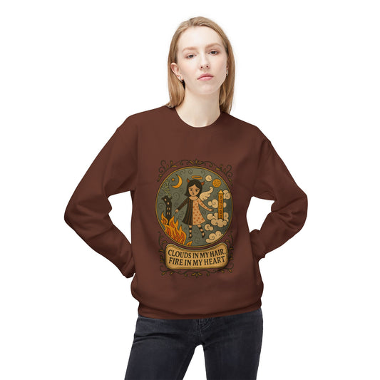 Cozy Inspirational Sweatshirt, Soft Fleece Crewneck, Fire in My Heart, Gift for Dreamers, Fall Fashion, Unisex Crew Sweatshirt