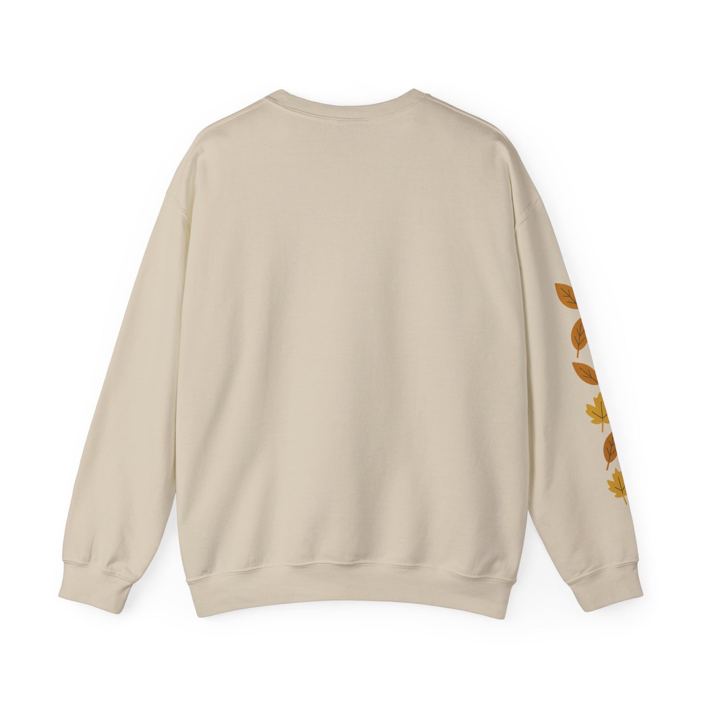 Hello Autumn , Cozy Fall Vibes Crewneck with Sleeve Leaf Detail
