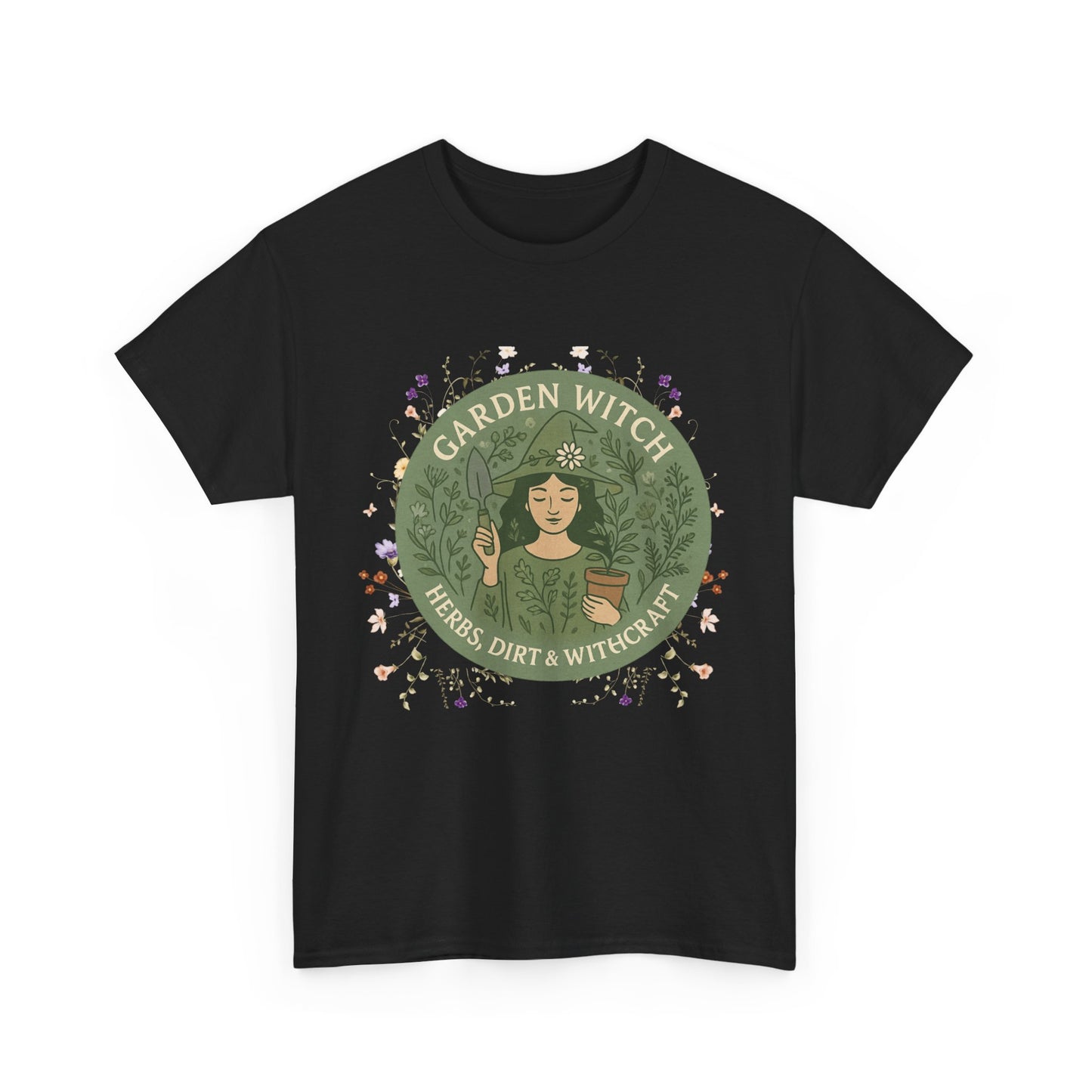 Garden Witch Unisex Heavy Cotton Tee | Perfect for Eco-Lovers, Magical Occasions, Gardening Enthusiasts, Gift for Witches, Cozy Wear