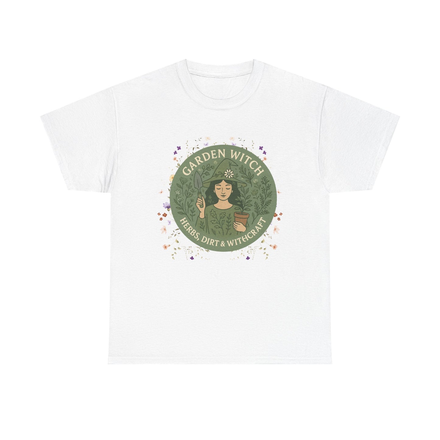 Garden Witch Unisex Heavy Cotton Tee | Perfect for Eco-Lovers, Magical Occasions, Gardening Enthusiasts, Gift for Witches, Cozy Wear
