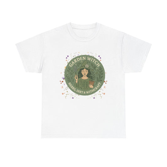 Garden Witch Unisex Heavy Cotton Tee | Perfect for Eco-Lovers, Magical Occasions, Gardening Enthusiasts, Gift for Witches, Cozy Wear
