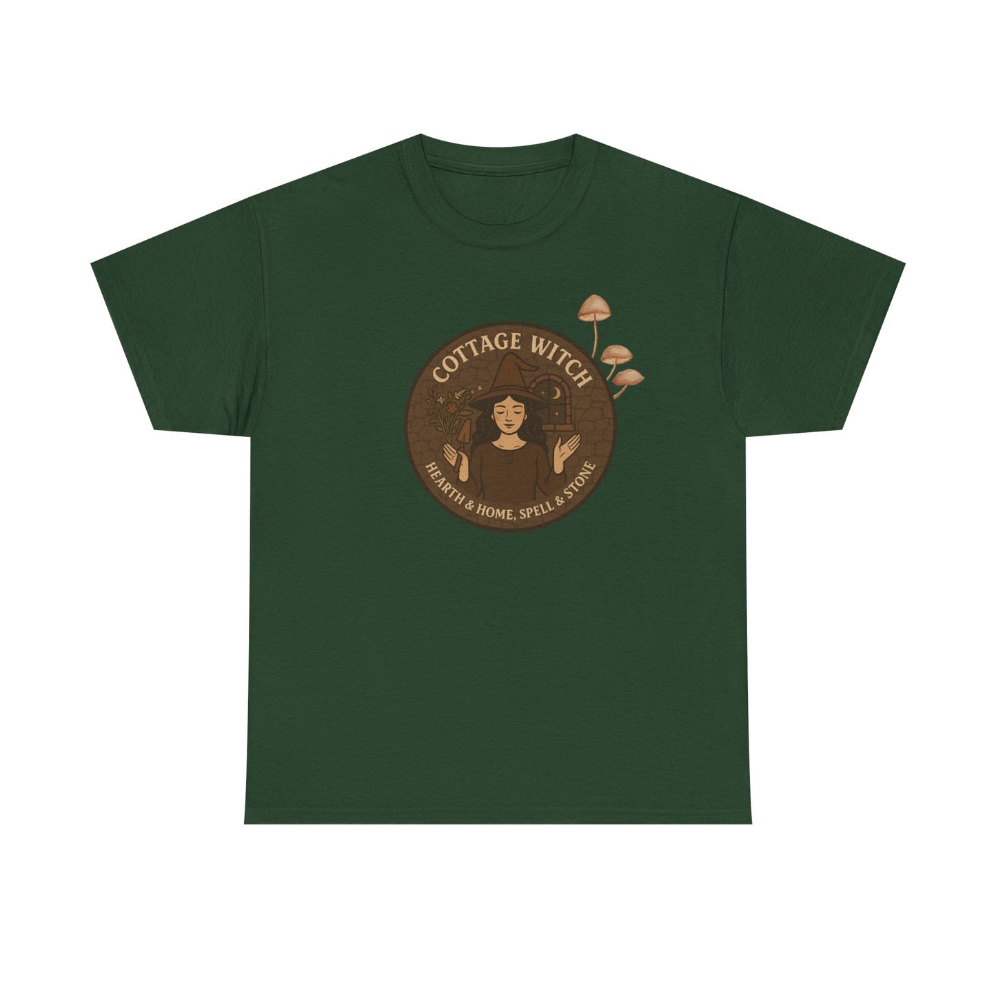 Cottage Witch T-Shirt, Unisex Heavy Cotton Tee, Boho Style Tee, Witchy Apparel, Halloween Costume, Gift for Witches