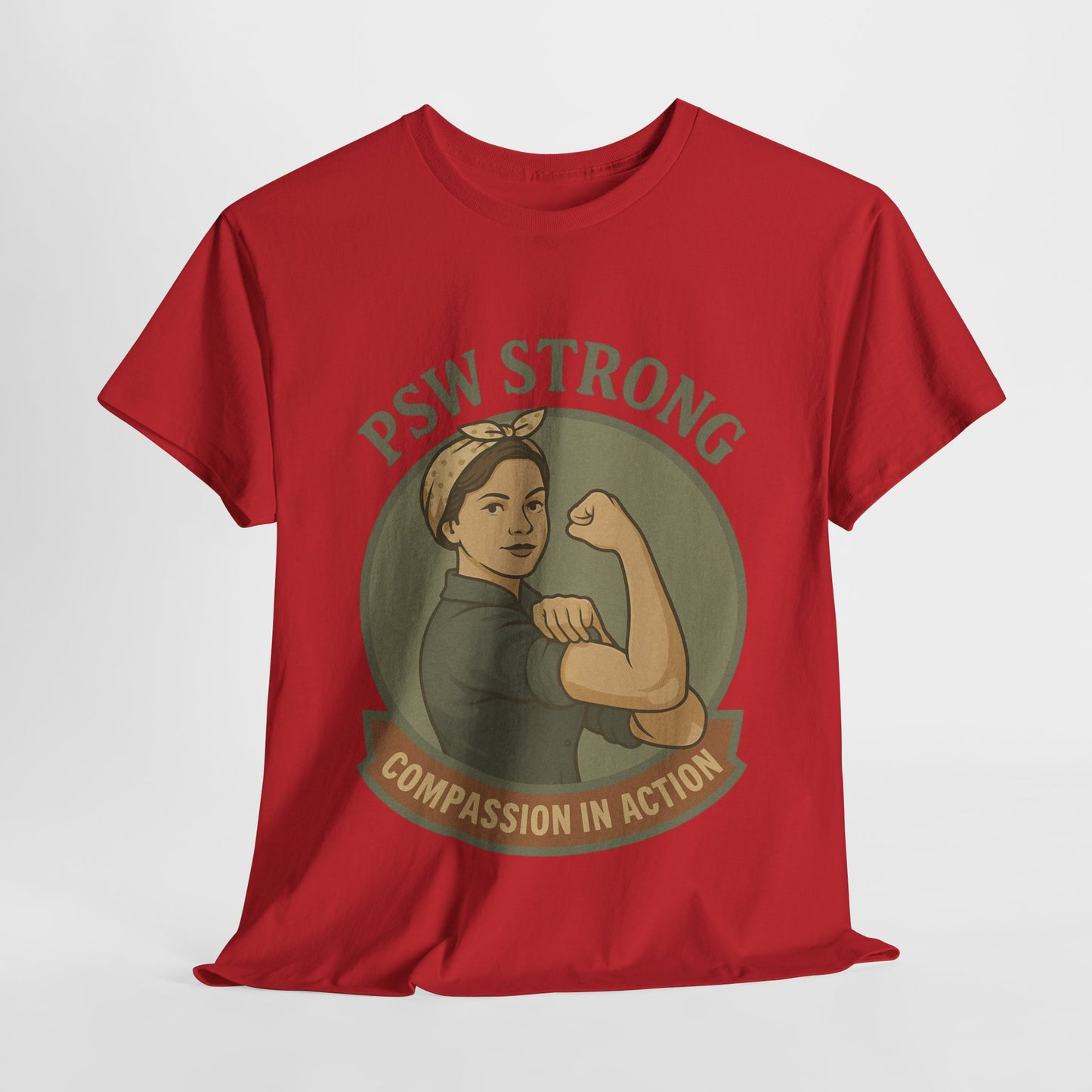 PSW Strong Unisex Heavy Cotton Tee | Compassion in Action T-Shirt, Motivational Tee, Gift for Caregivers, Healthcare Apparel, [...]