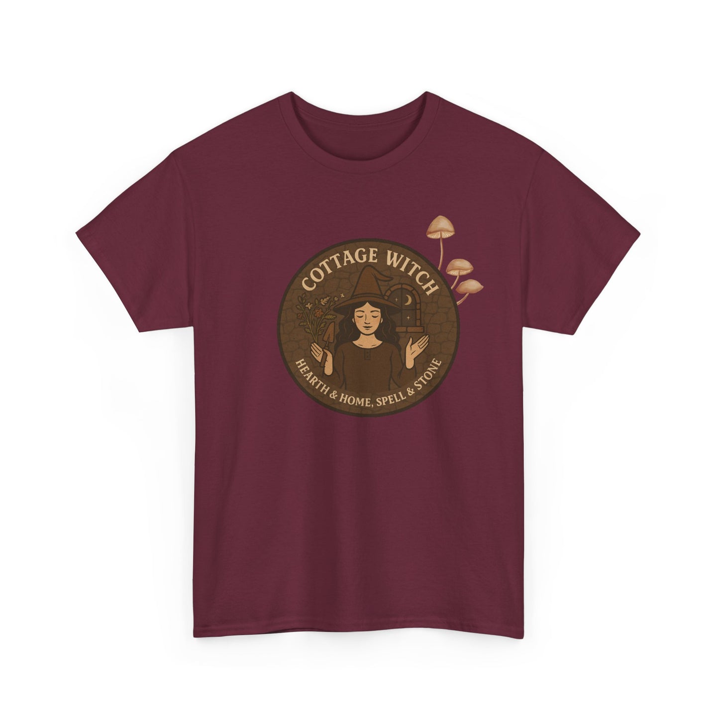 Cottage Witch T-Shirt, Unisex Heavy Cotton Tee, Boho Style Tee, Witchy Apparel, Halloween Costume, Gift for Witches