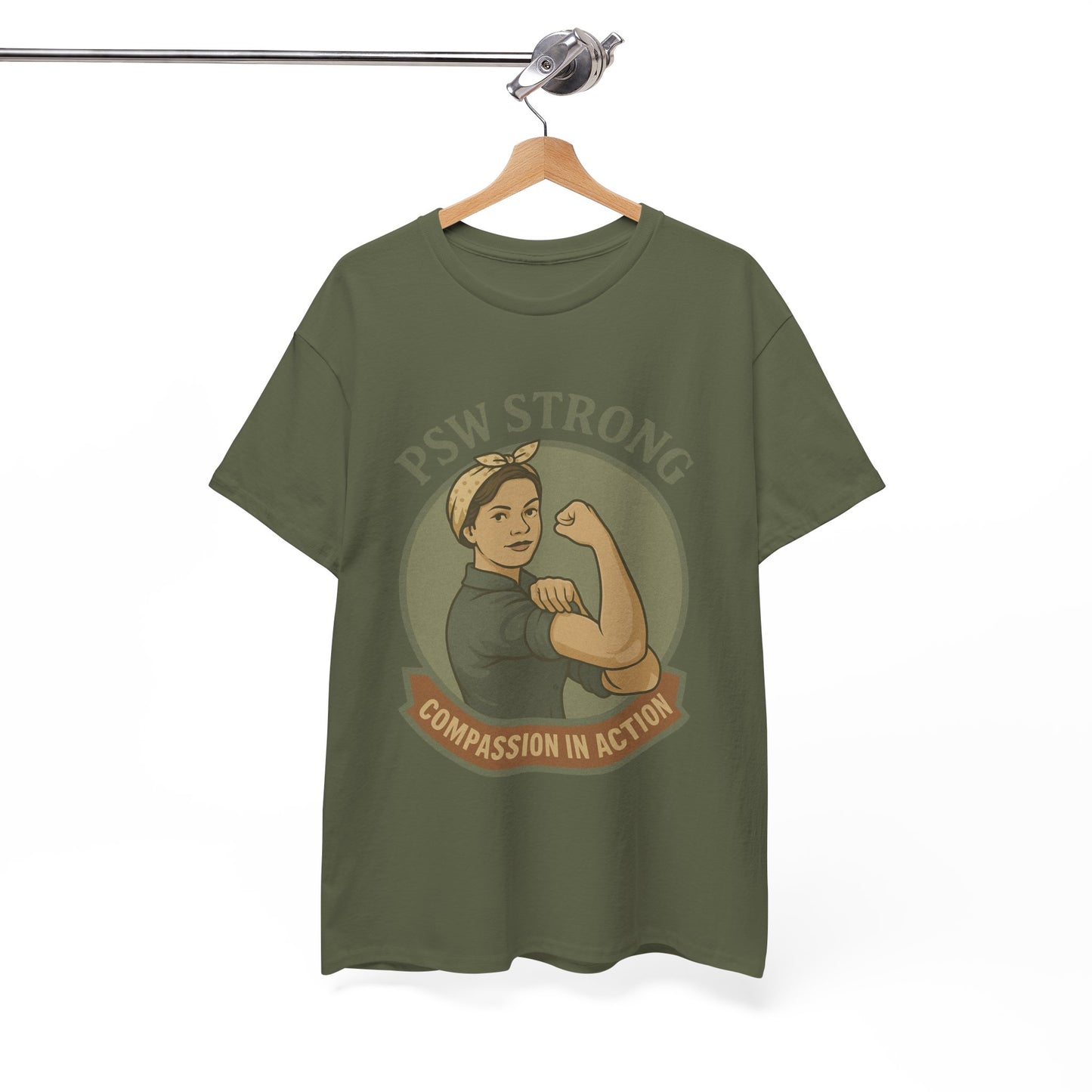 PSW Strong Unisex Heavy Cotton Tee | Compassion in Action T-Shirt, Motivational Tee, Gift for Caregivers, Healthcare Apparel, [...]