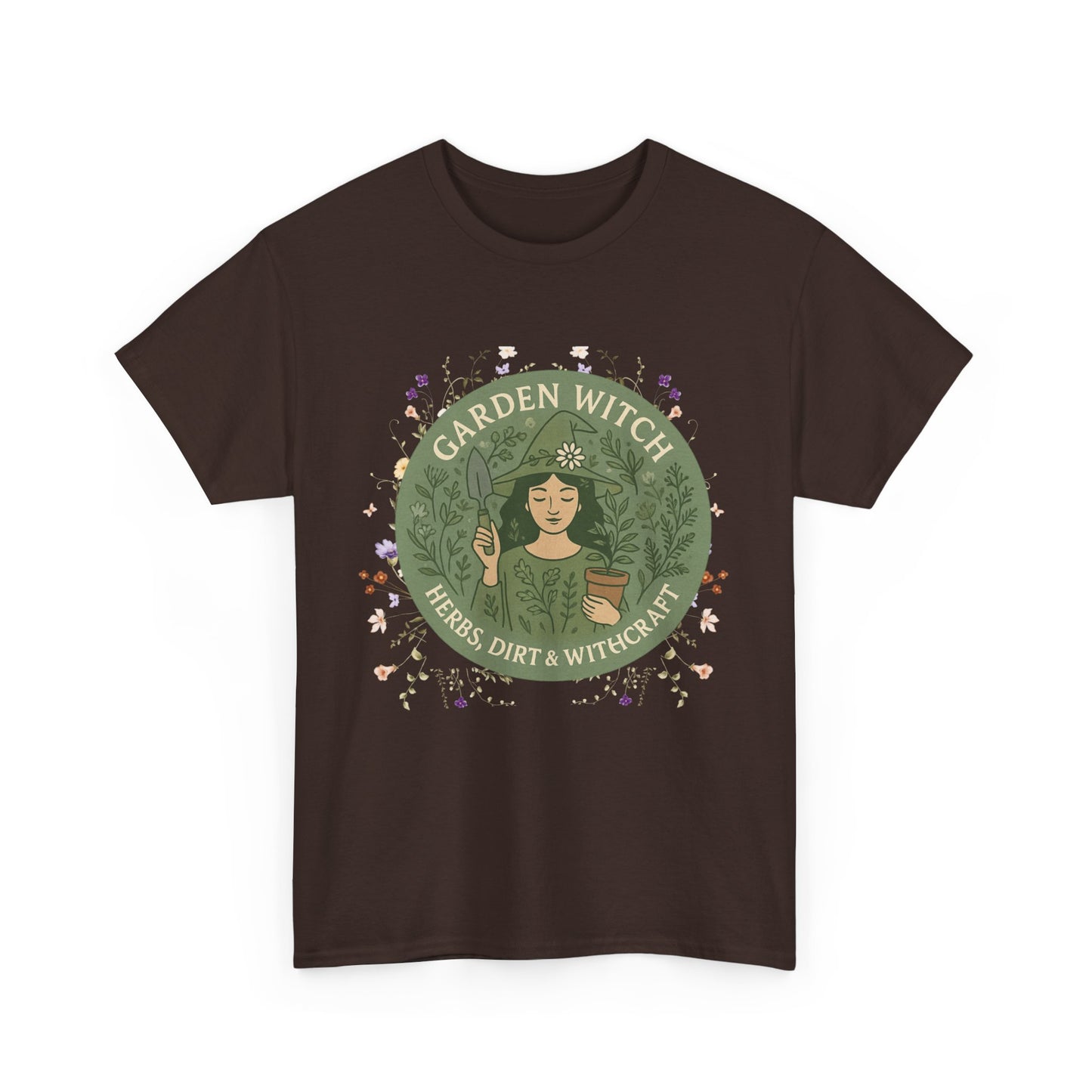 Garden Witch Unisex Heavy Cotton Tee | Perfect for Eco-Lovers, Magical Occasions, Gardening Enthusiasts, Gift for Witches, Cozy Wear