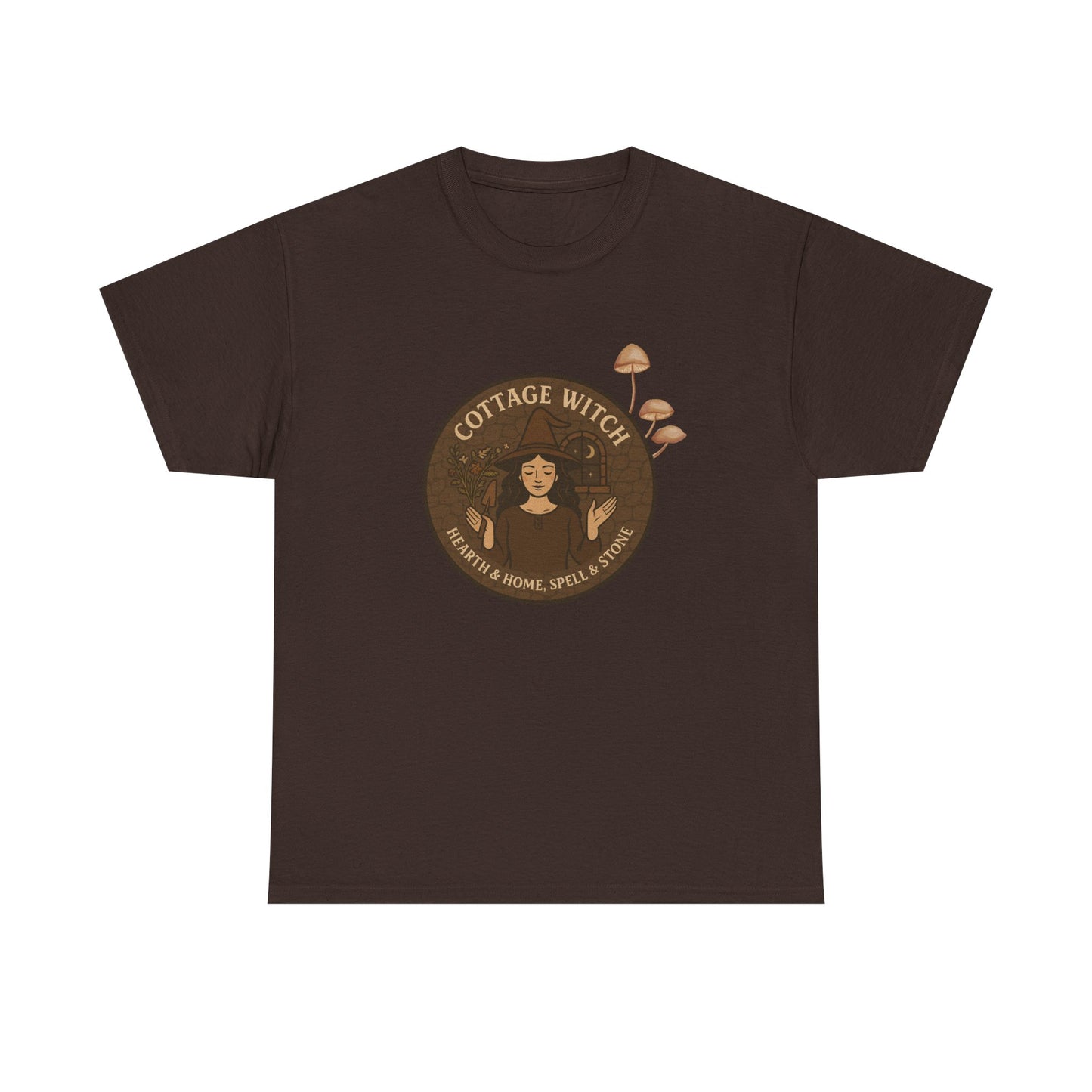 Cottage Witch T-Shirt, Unisex Heavy Cotton Tee, Boho Style Tee, Witchy Apparel, Halloween Costume, Gift for Witches