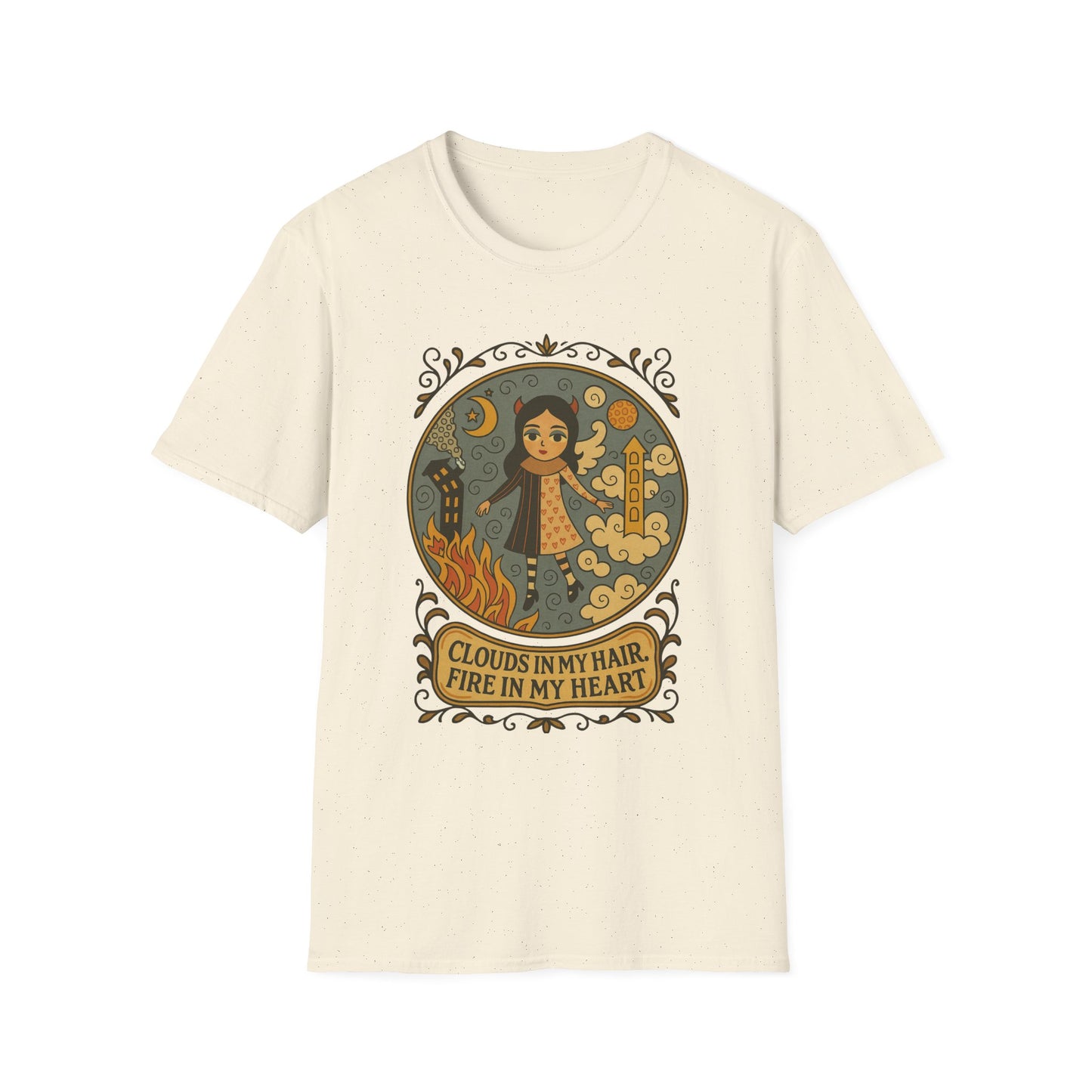 Clouds in hair, Fire in my Heart !Whimsical Graphic T-Shirt, Vintage Style Tee, Unisex Casual Wear, Perfect Gift [...]