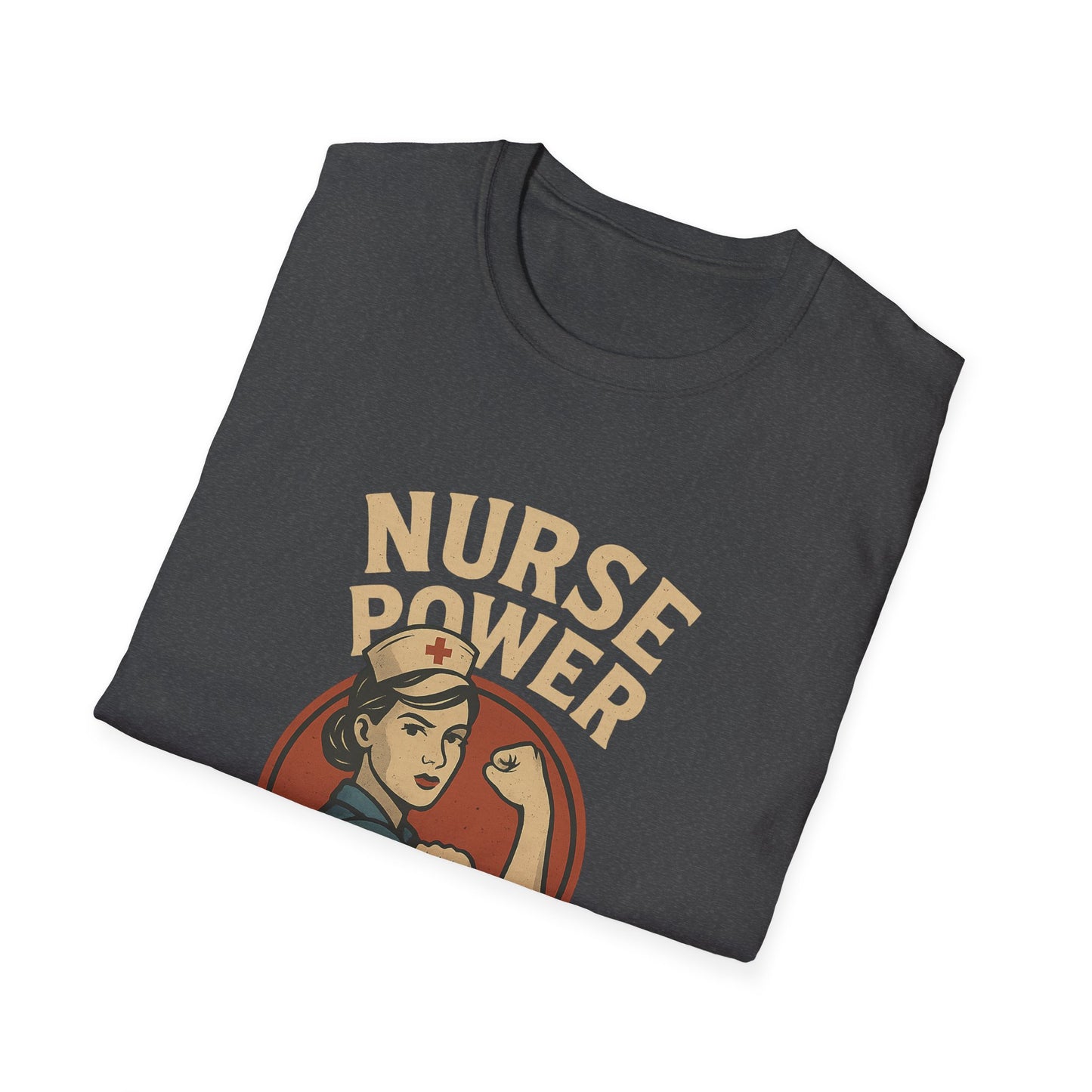 Nurse Power , Fueled by Care ,Retro Rosie the Riveter Style Nurse Shirt