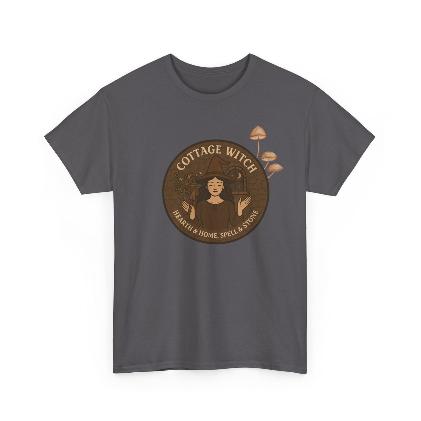 Cottage Witch T-Shirt, Unisex Heavy Cotton Tee, Boho Style Tee, Witchy Apparel, Halloween Costume, Gift for Witches