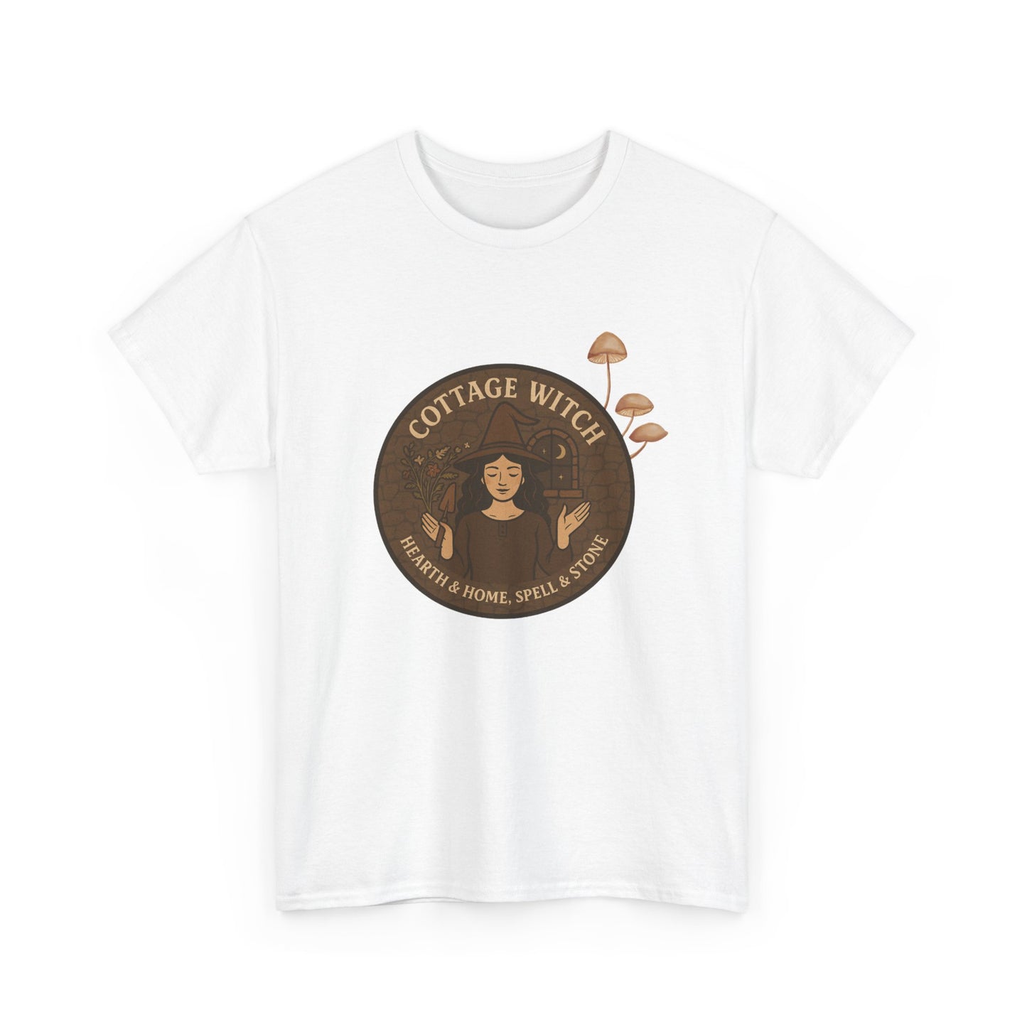 Cottage Witch T-Shirt, Unisex Heavy Cotton Tee, Boho Style Tee, Witchy Apparel, Halloween Costume, Gift for Witches