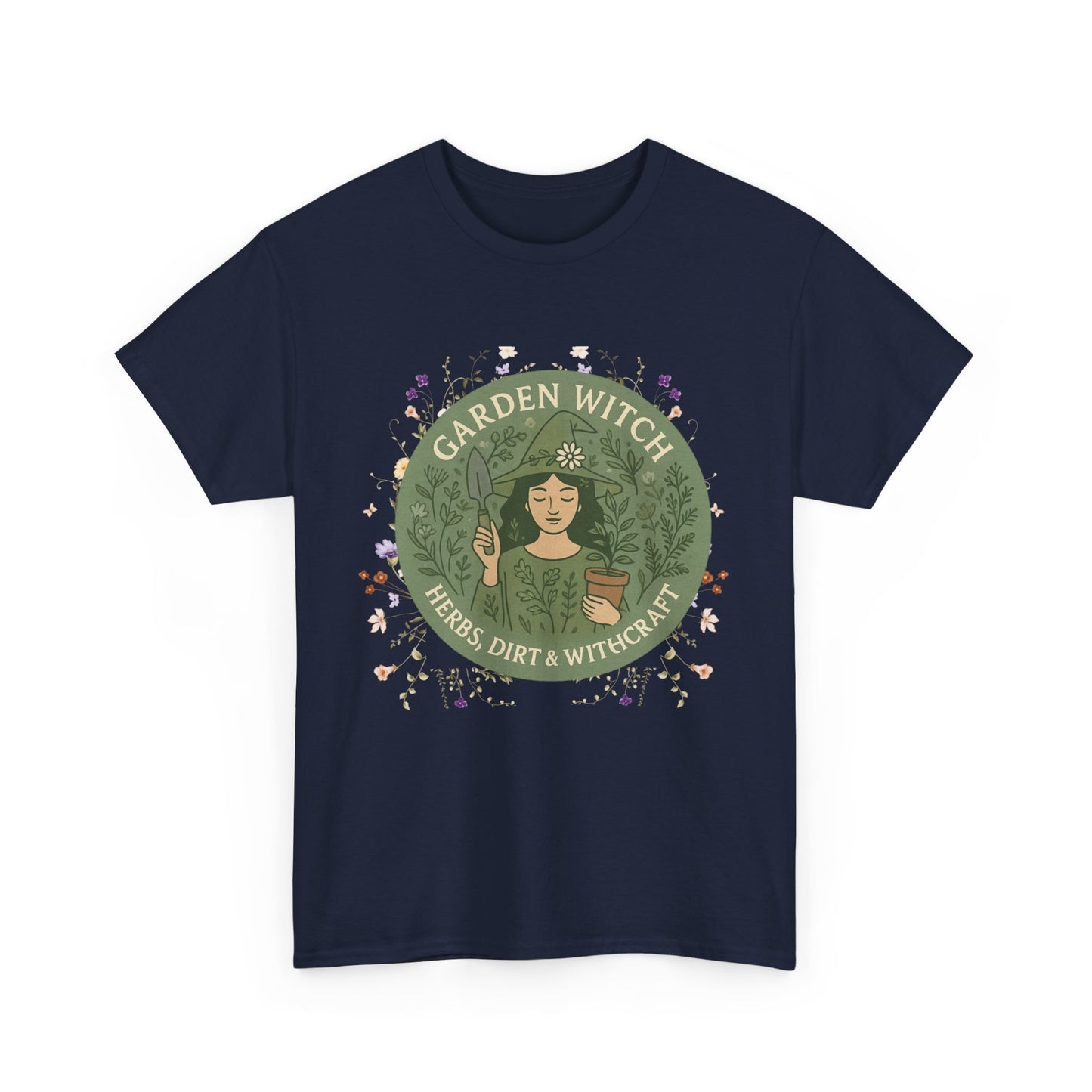 Garden Witch Unisex Heavy Cotton Tee | Perfect for Eco-Lovers, Magical Occasions, Gardening Enthusiasts, Gift for Witches, Cozy Wear