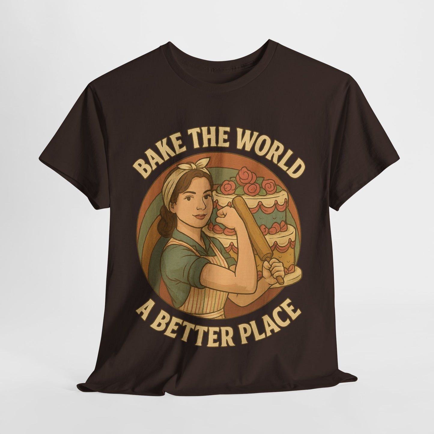 Bake the World a Better Place Tee, Unisex Cotton T-Shirt, Baking Gift, Vintage Style Tee, Eco-Friendly Apparel