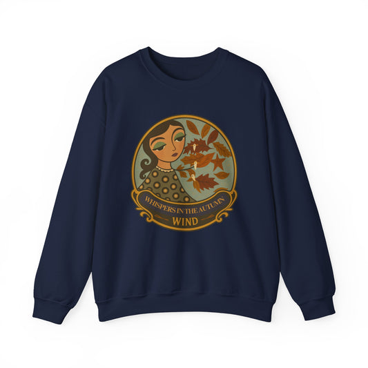 Whispers in th Autumn Wind Crewneck Sweatshirt with Vintage Floral Design,  Casual Outings, Gift for Her, Holiday Sweater, Autumn Vibes