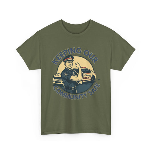St. Thomas Police, Community Safety Tee, Unisex Cotton Tee, Police Support Shirt, Law Enforcement Gift, Gratitude Apparel