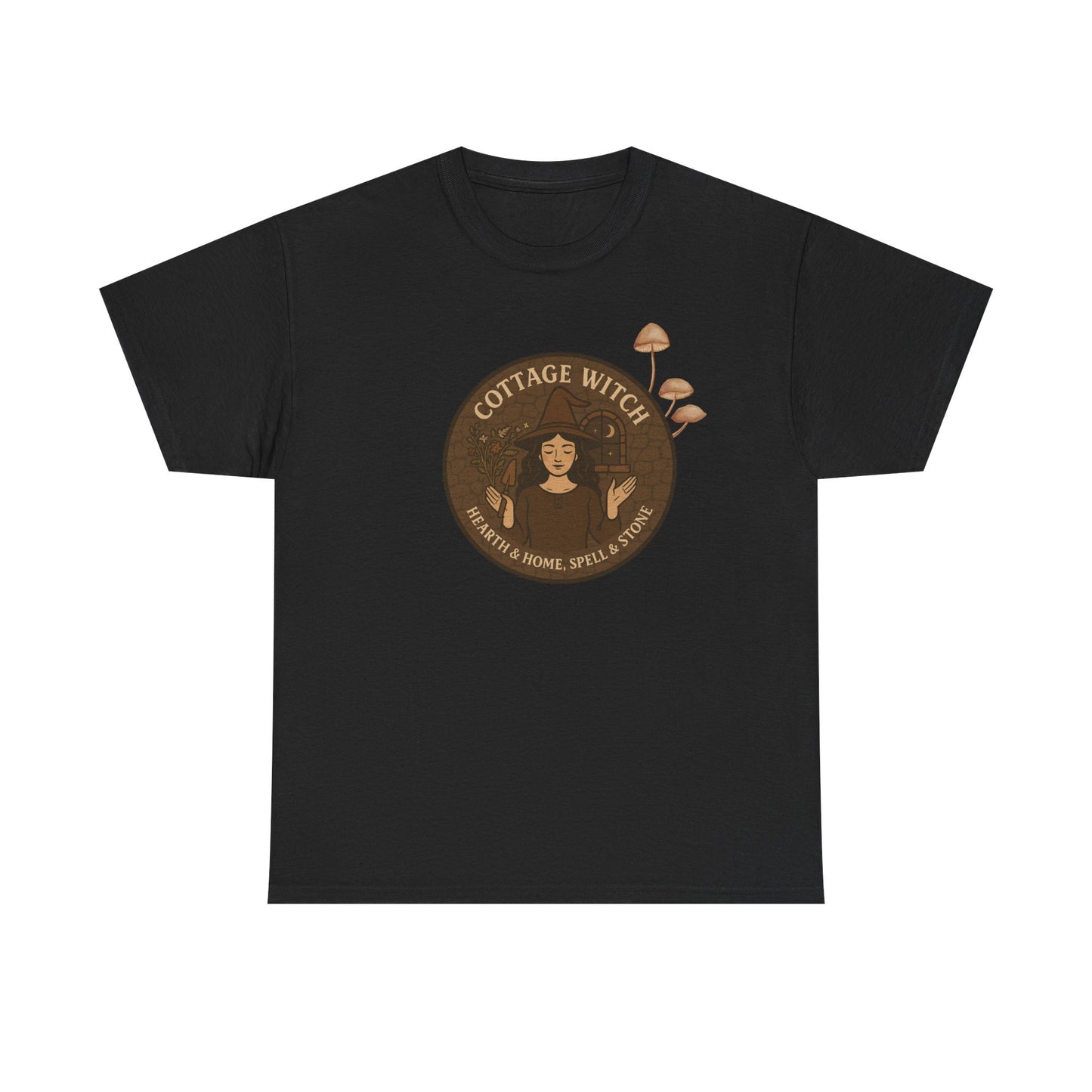 Cottage Witch T-Shirt, Unisex Heavy Cotton Tee, Boho Style Tee, Witchy Apparel, Halloween Costume, Gift for Witches