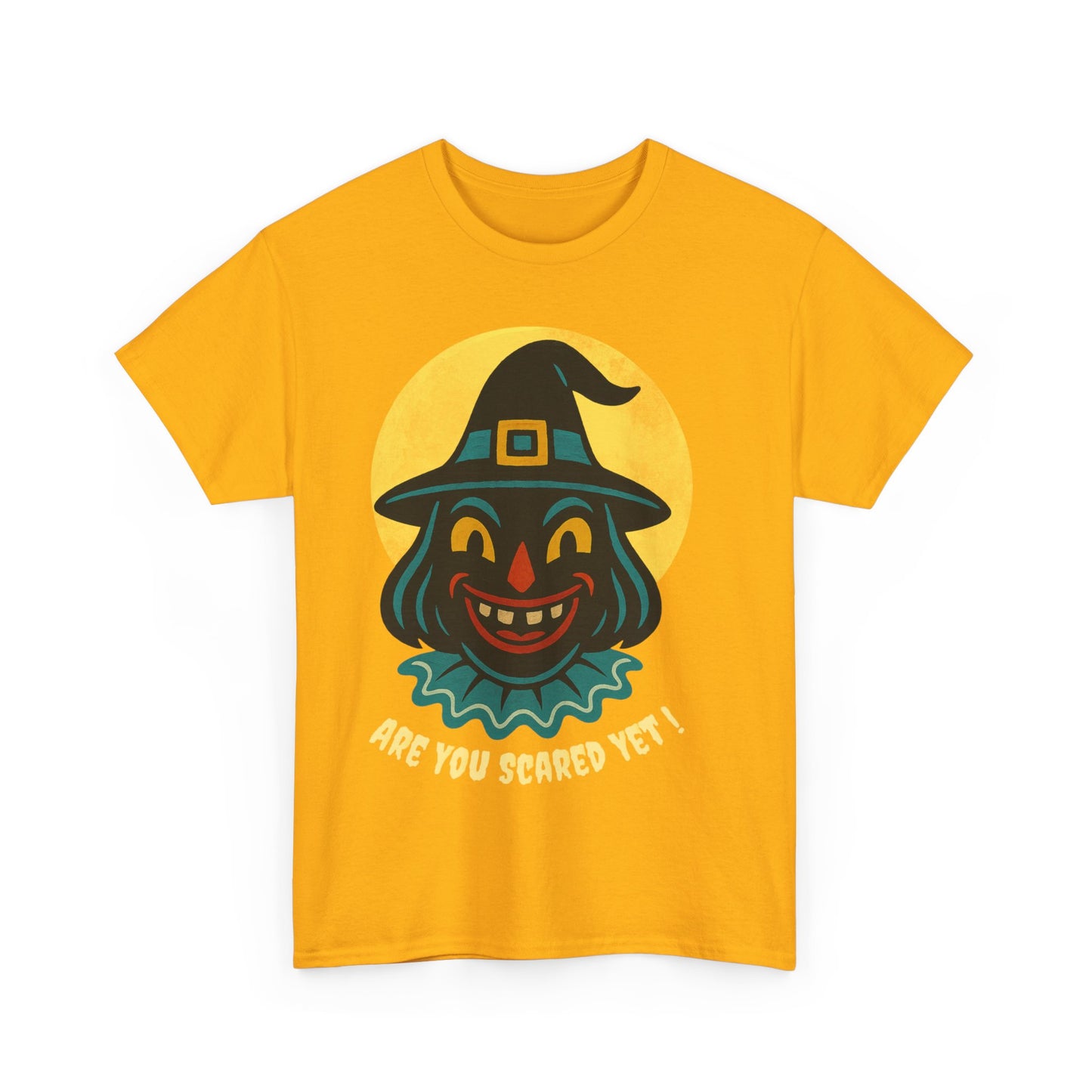 Are You Scared Yet? Whimsical Halloween Tee, Unisex Heavy Cotton T-Shirt, Scary Clown Design, Fun Halloween Apparel, Spooky Gift for Friends
