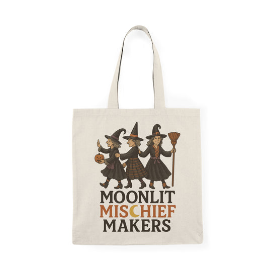 Moonlit Mischief Makers Tote Bag, Halloween Bag, Witchy Tote, Pumpkin Accessories, Sustainable Gift, Trick or Treat Bag