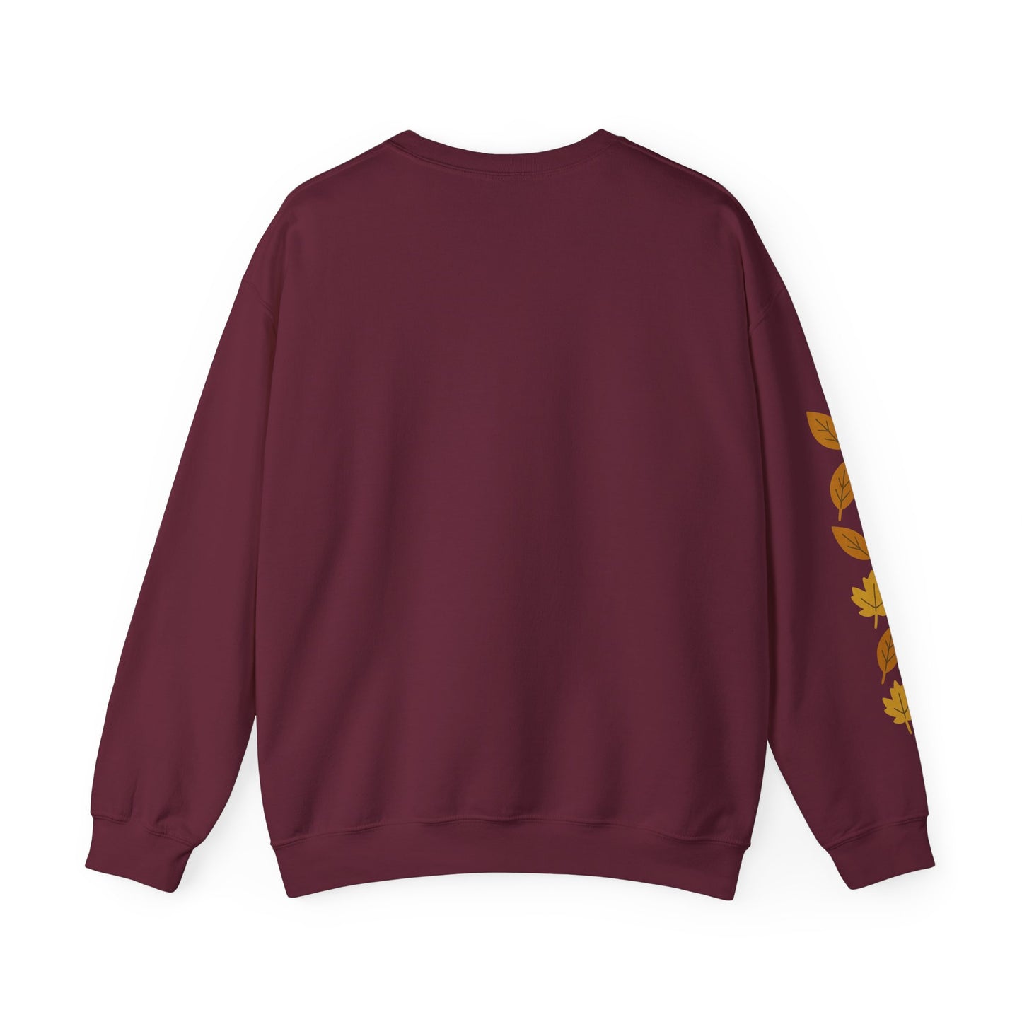 Hello Autumn , Cozy Fall Vibes Crewneck with Sleeve Leaf Detail