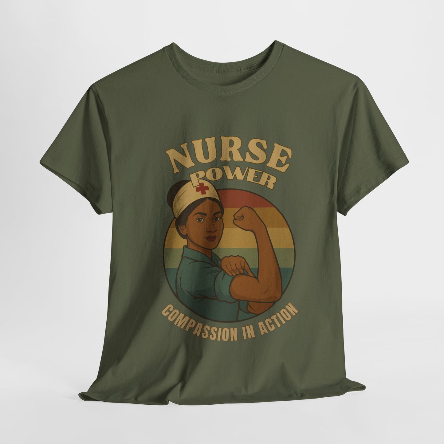 Compassion Nurse Power Tee - Unisex Heavy Cotton T-Shirt, Inspirational Gift for Healthcare Workers, Nursing Appreciation, Medical Professionals, [...]