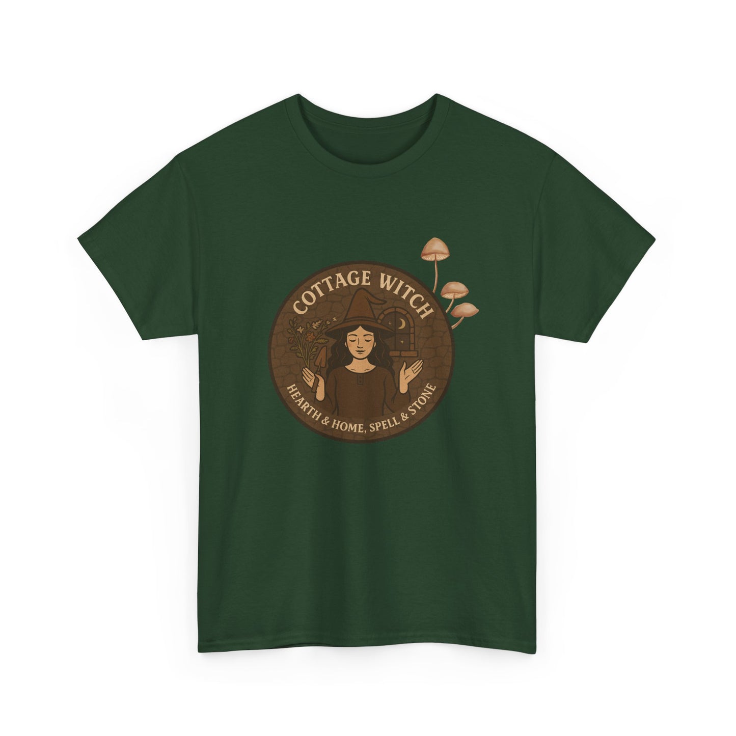 Cottage Witch T-Shirt, Unisex Heavy Cotton Tee, Boho Style Tee, Witchy Apparel, Halloween Costume, Gift for Witches
