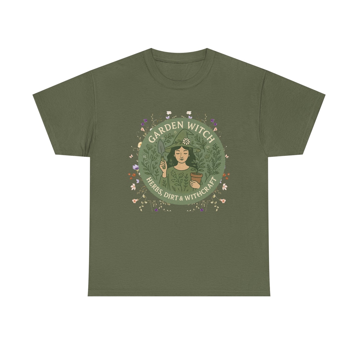 Garden Witch Unisex Heavy Cotton Tee | Perfect for Eco-Lovers, Magical Occasions, Gardening Enthusiasts, Gift for Witches, Cozy Wear
