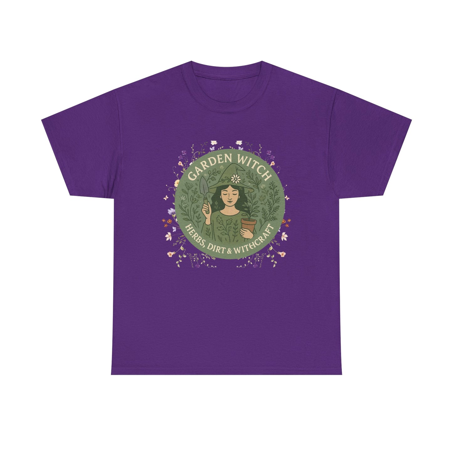 Garden Witch Unisex Heavy Cotton Tee | Perfect for Eco-Lovers, Magical Occasions, Gardening Enthusiasts, Gift for Witches, Cozy Wear