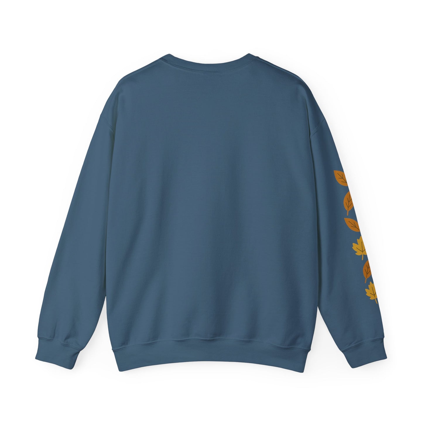 Hello Autumn , Cozy Fall Vibes Crewneck with Sleeve Leaf Detail