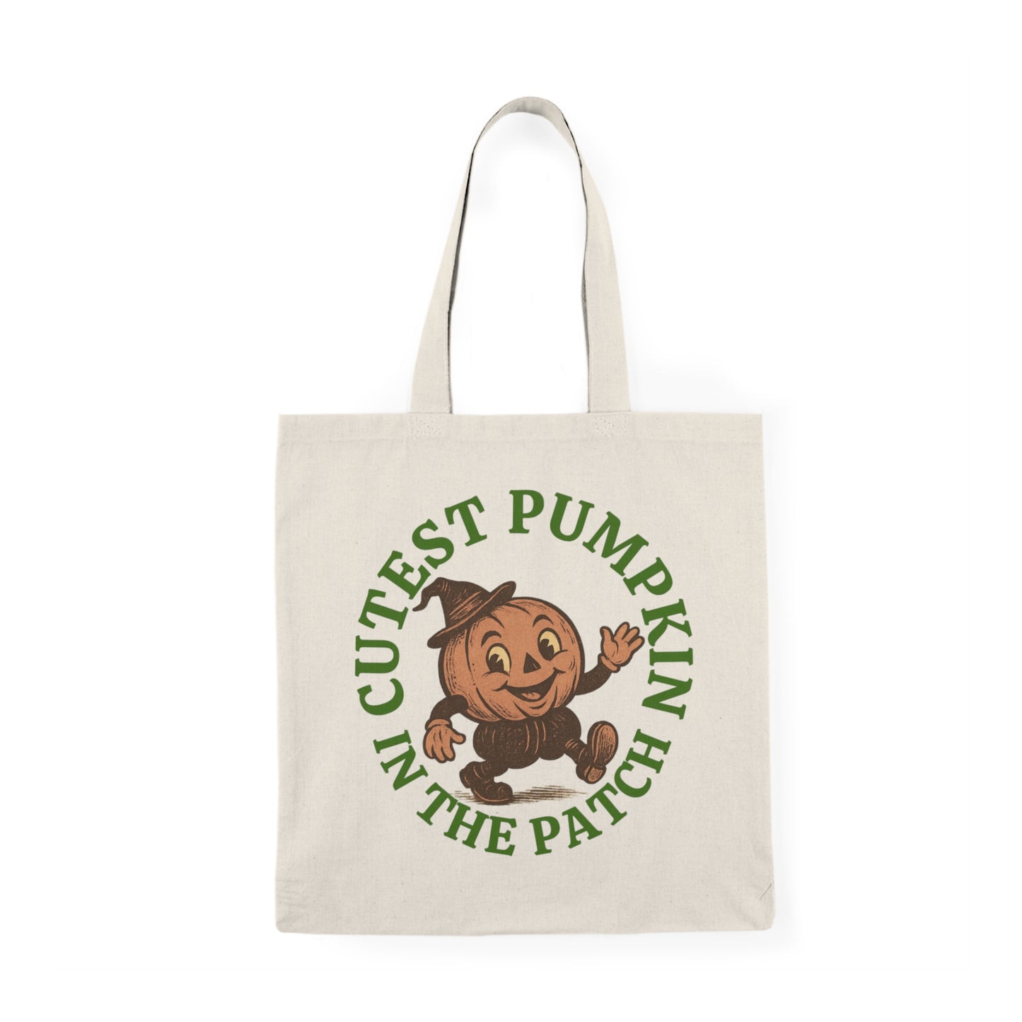 Cutest Pumpkin in the Patch Tote Bag , Vintage Jack-o-Lantern Halloween Canvas Bag , Retro Trick or Treat Bag