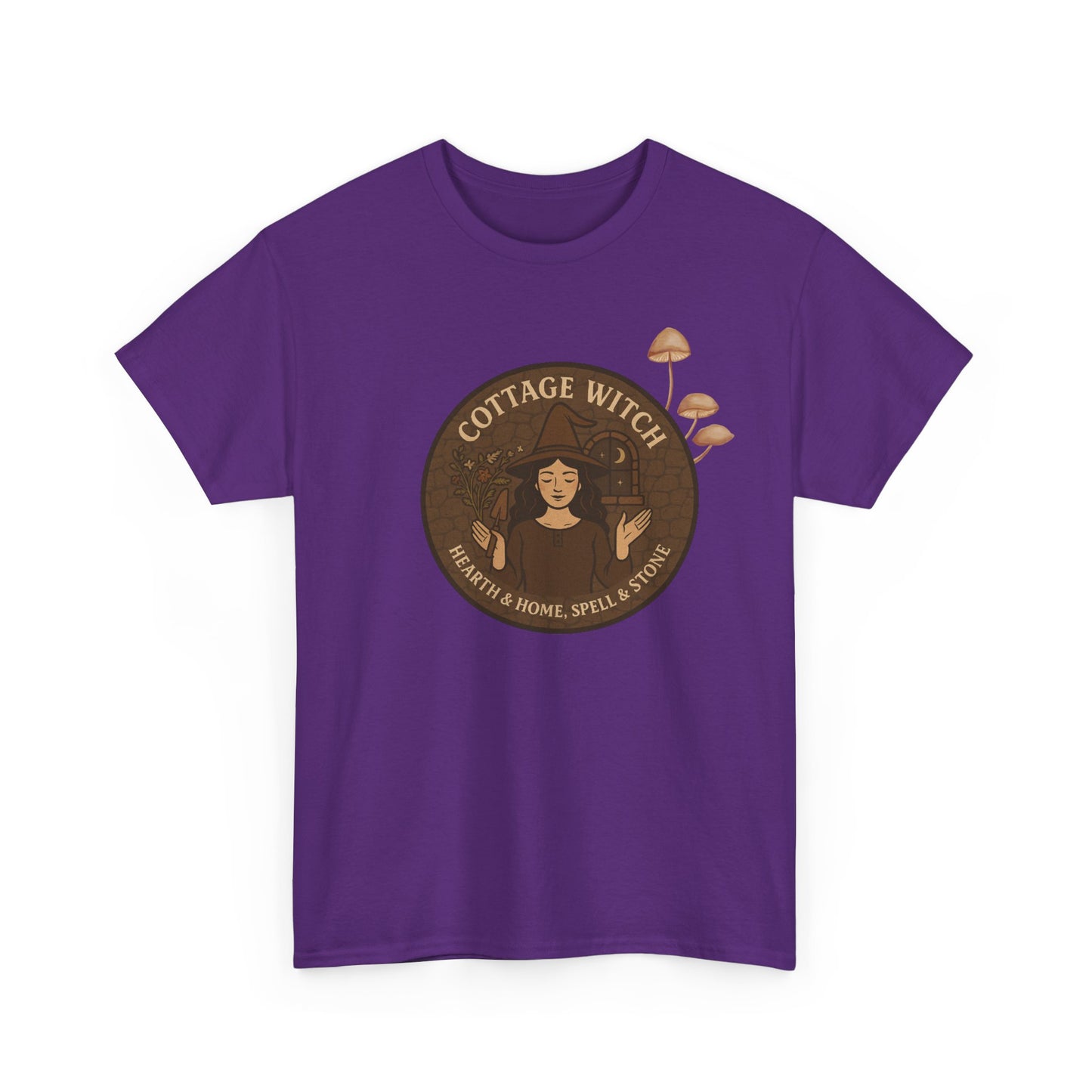 Cottage Witch T-Shirt, Unisex Heavy Cotton Tee, Boho Style Tee, Witchy Apparel, Halloween Costume, Gift for Witches
