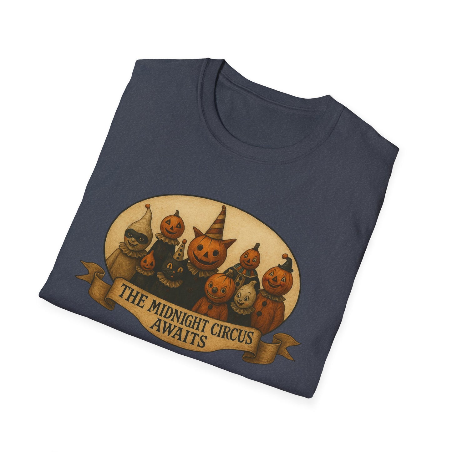 The Midnight Circus Awaits , Unisex T-Shirt, Moonwoven Luna Tee, Softstyle Graphic Shirt, Dark Circus Clothing, Mystical Festival Top