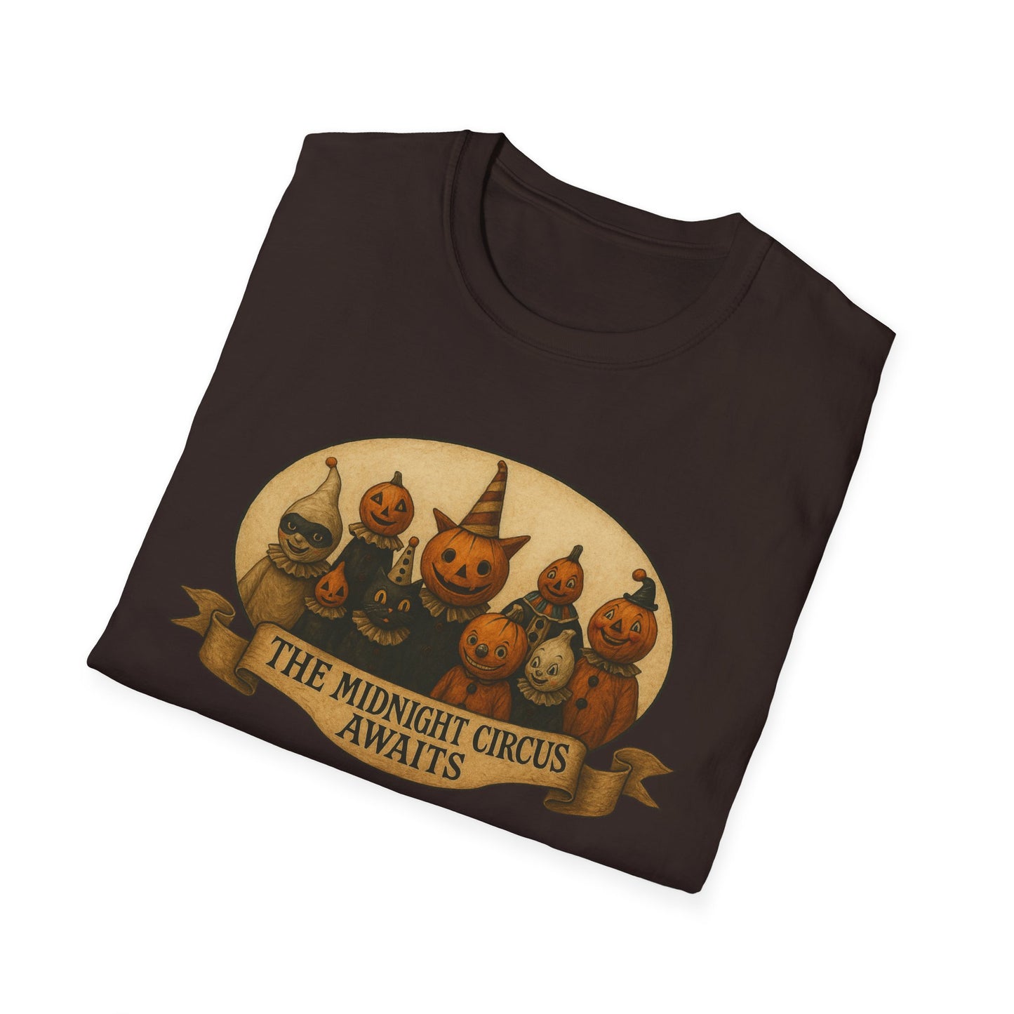 The Midnight Circus Awaits , Unisex T-Shirt, Moonwoven Luna Tee, Softstyle Graphic Shirt, Dark Circus Clothing, Mystical Festival Top