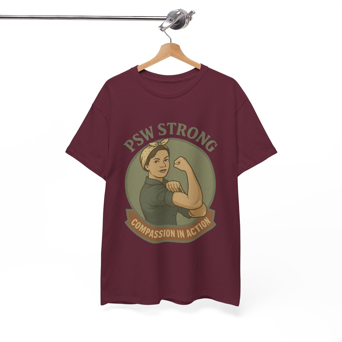 PSW Strong Unisex Heavy Cotton Tee | Compassion in Action T-Shirt, Motivational Tee, Gift for Caregivers, Healthcare Apparel, [...]