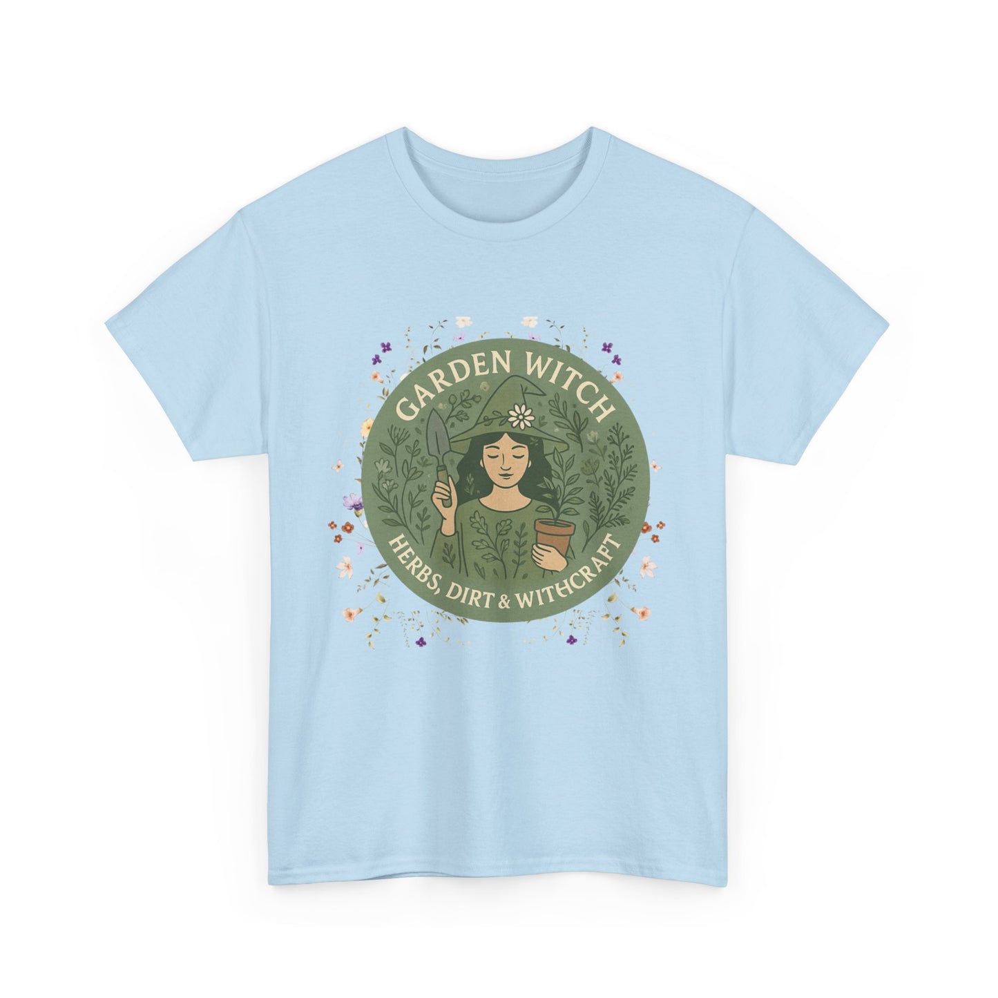 Garden Witch Unisex Heavy Cotton Tee | Perfect for Eco-Lovers, Magical Occasions, Gardening Enthusiasts, Gift for Witches, Cozy Wear