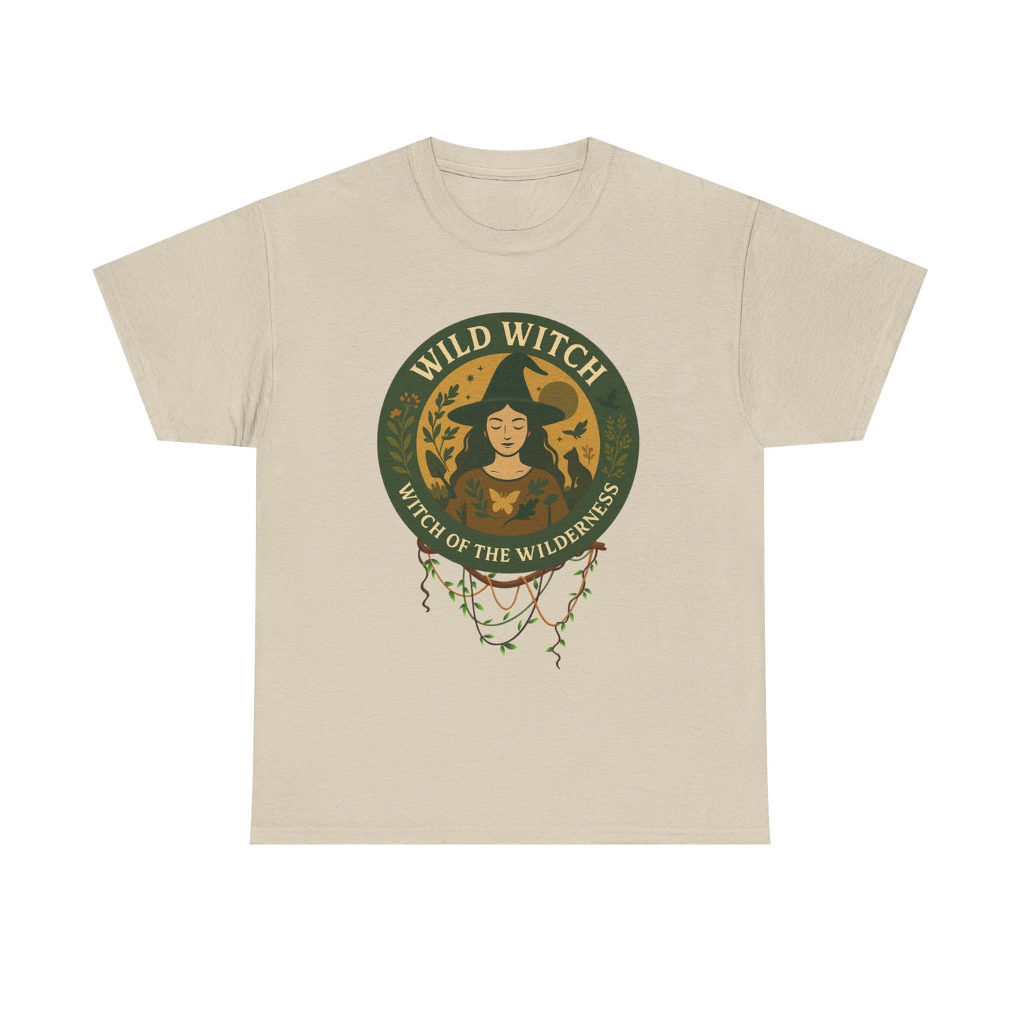 Wild Witch Unisex Heavy Cotton Tee, Bohemian T-Shirt, Nature Lover Gift, Witchy Apparel, Eco-Friendly Fashion, Casual Wear