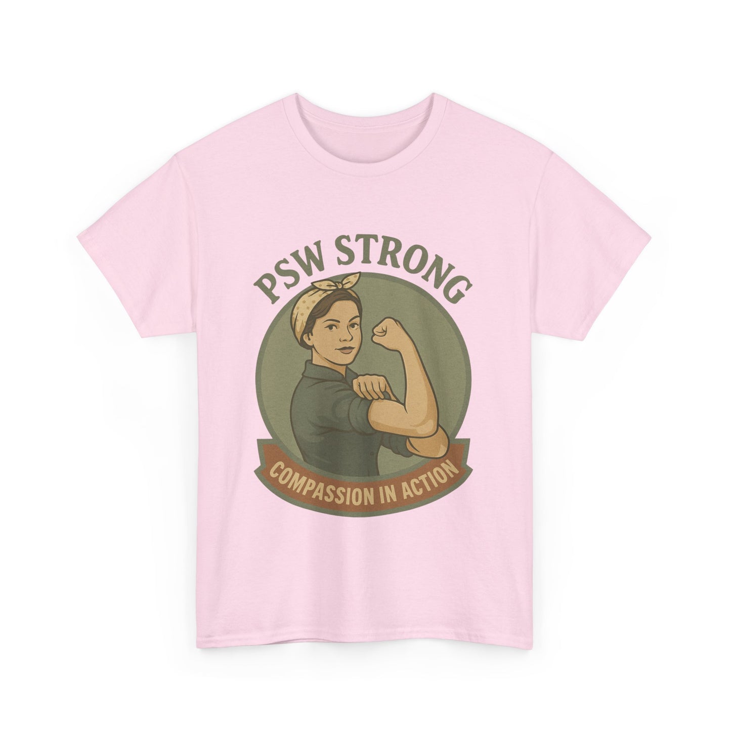 PSW Strong Unisex Heavy Cotton Tee | Compassion in Action T-Shirt, Motivational Tee, Gift for Caregivers, Healthcare Apparel, [...]