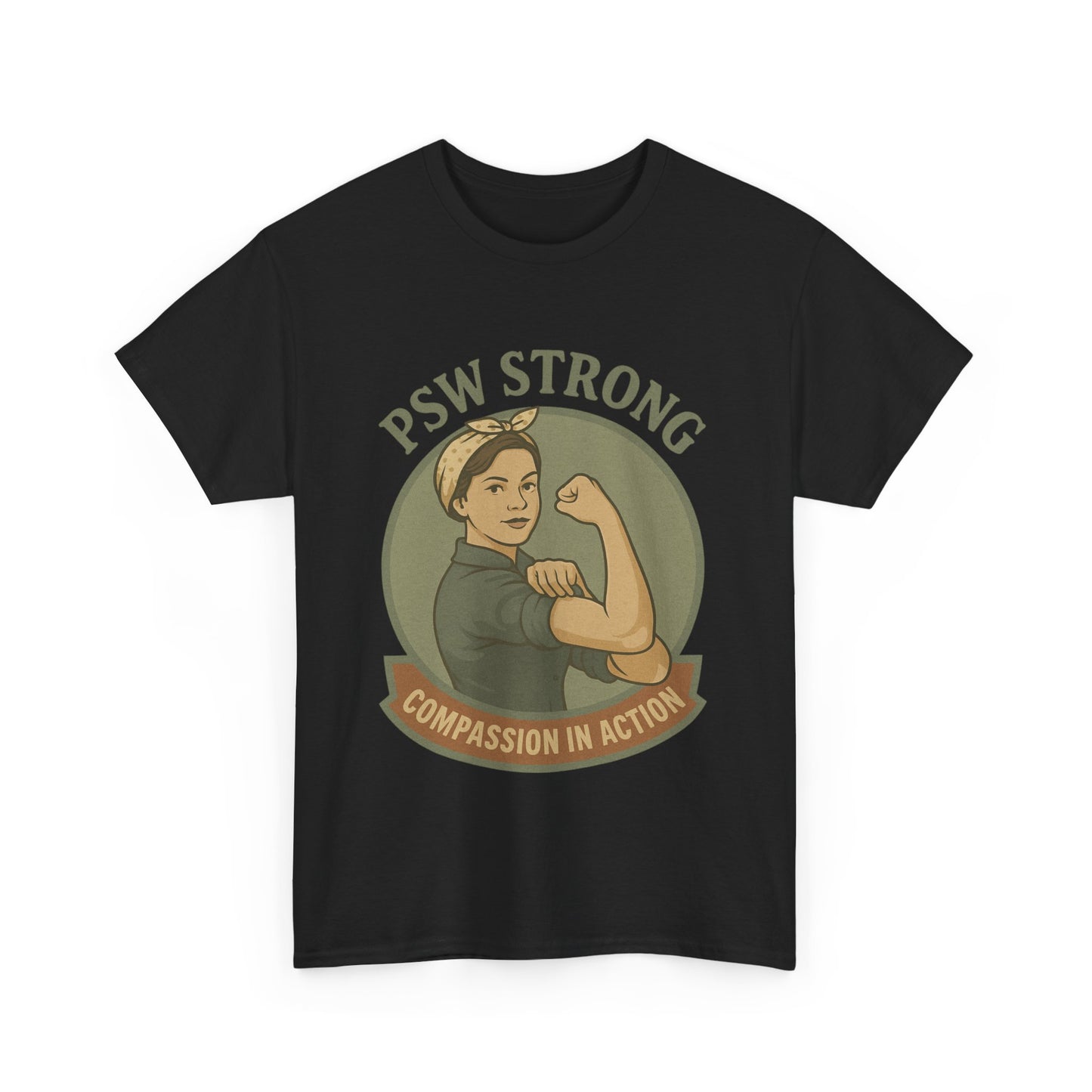 PSW Strong Unisex Heavy Cotton Tee | Compassion in Action T-Shirt, Motivational Tee, Gift for Caregivers, Healthcare Apparel, [...]