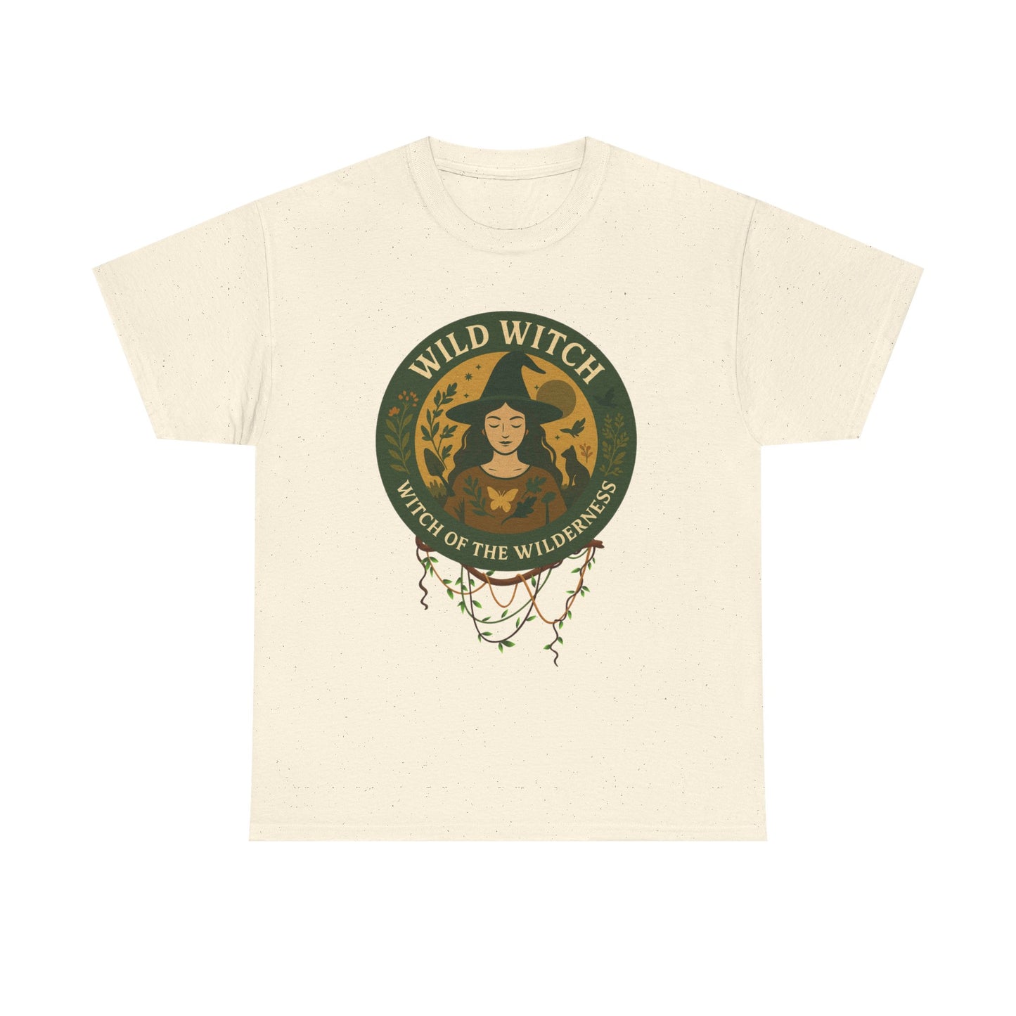 Wild Witch Unisex Heavy Cotton Tee, Bohemian T-Shirt, Nature Lover Gift, Witchy Apparel, Eco-Friendly Fashion, Casual Wear