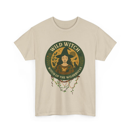Wild Witch Unisex Heavy Cotton Tee, Bohemian T-Shirt, Nature Lover Gift, Witchy Apparel, Eco-Friendly Fashion, Casual Wear