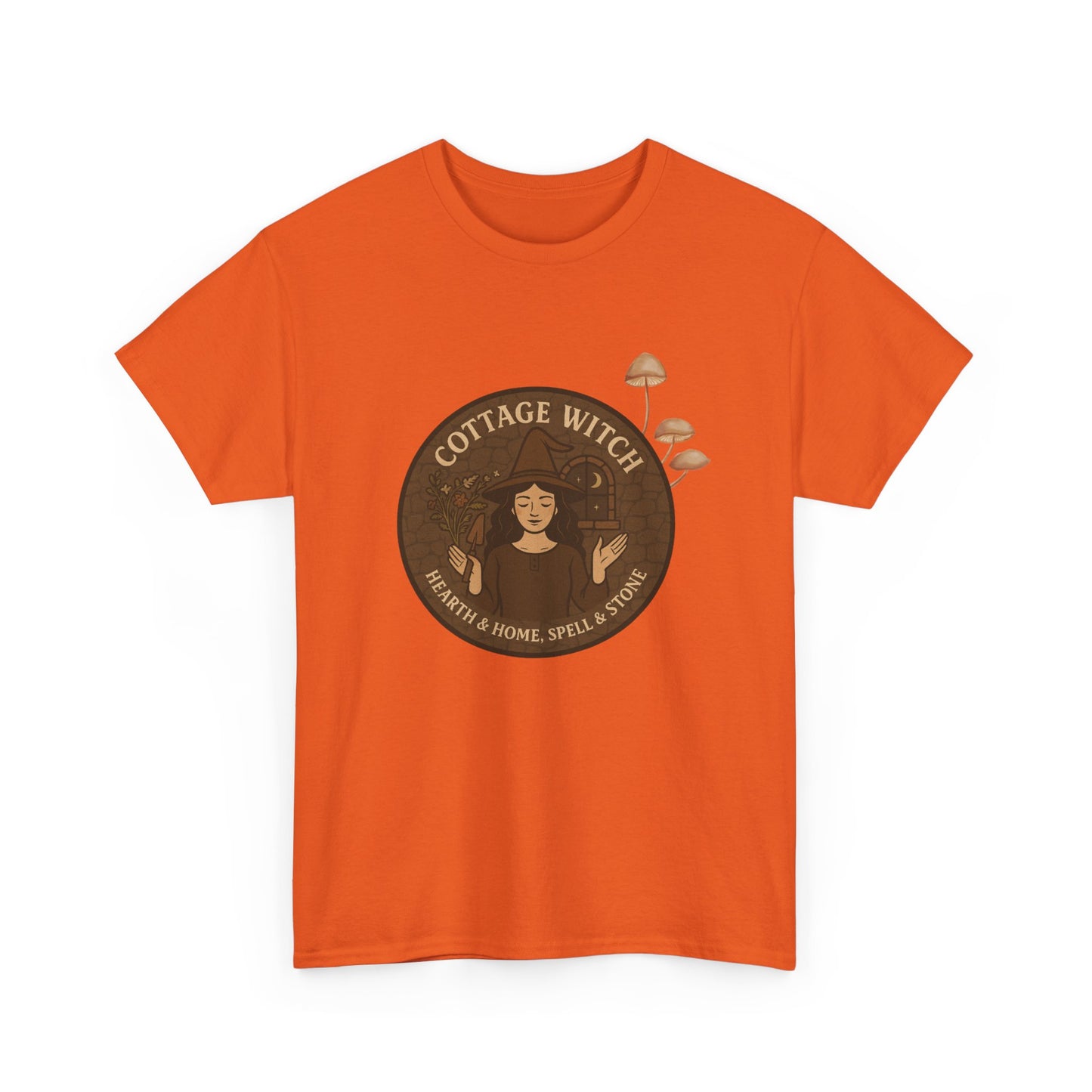Cottage Witch T-Shirt, Unisex Heavy Cotton Tee, Boho Style Tee, Witchy Apparel, Halloween Costume, Gift for Witches