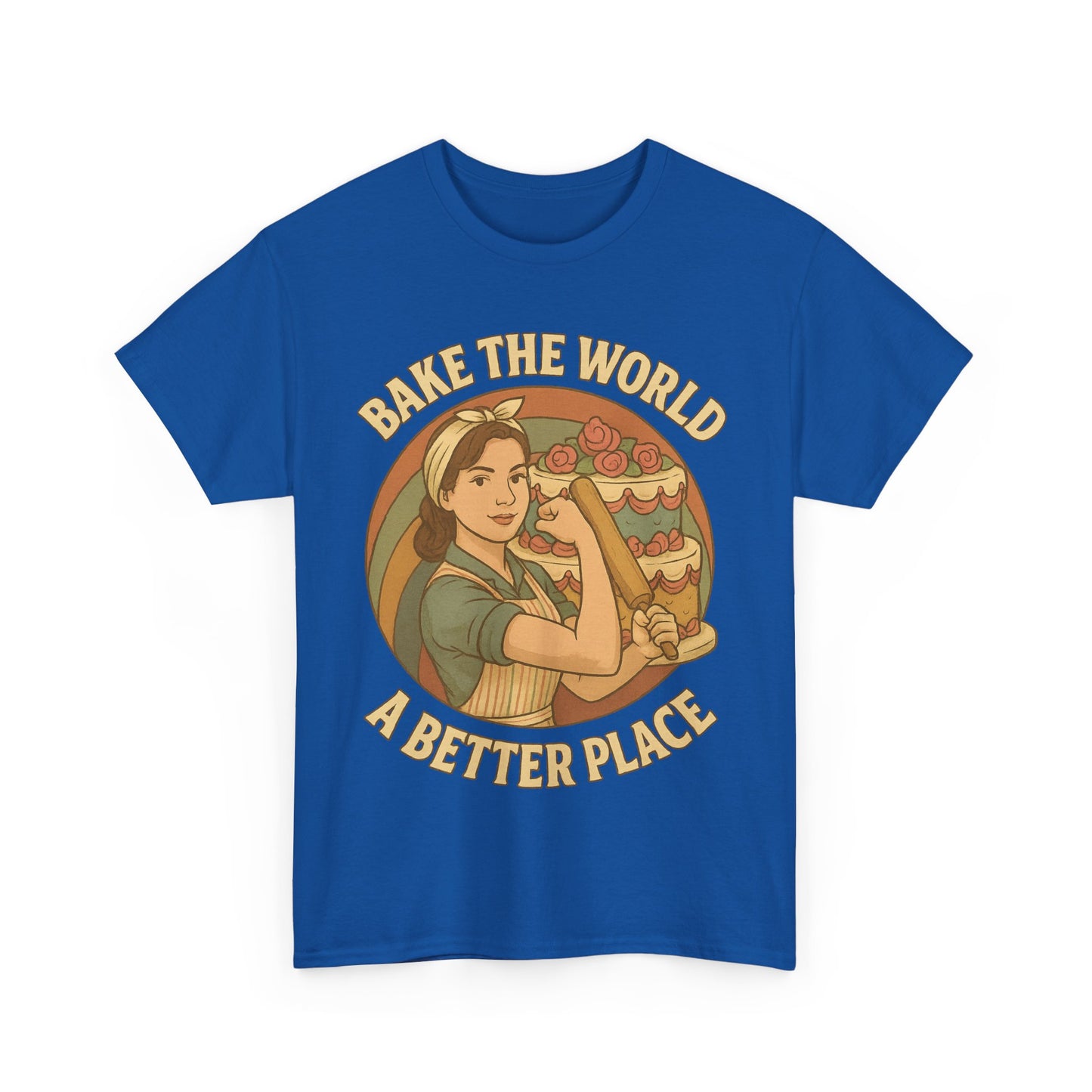 Bake the World a Better Place Tee, Unisex Cotton T-Shirt, Baking Gift, Vintage Style Tee, Eco-Friendly Apparel