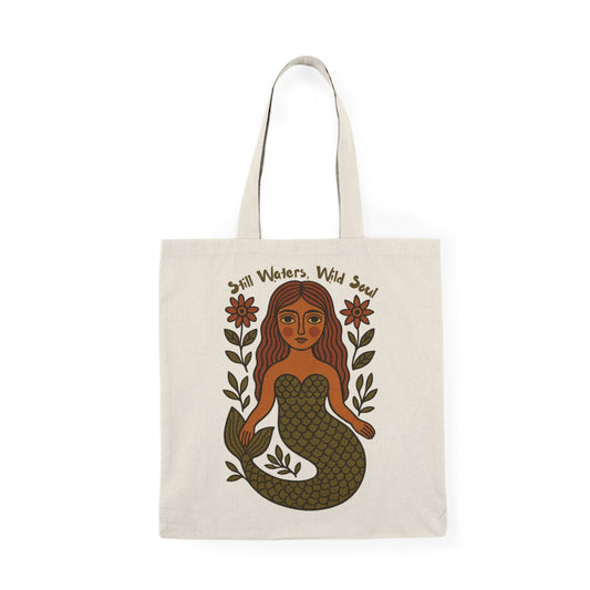 Still Waters, Wild Soul , Boho Mermaid Canvas Tote Bag