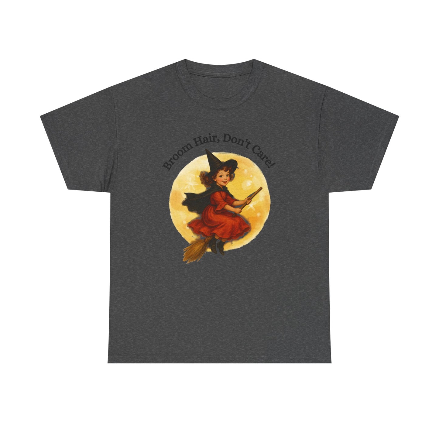 Vintage Cute Witch T-Shirt ,Retro Halloween Broomstick Tee